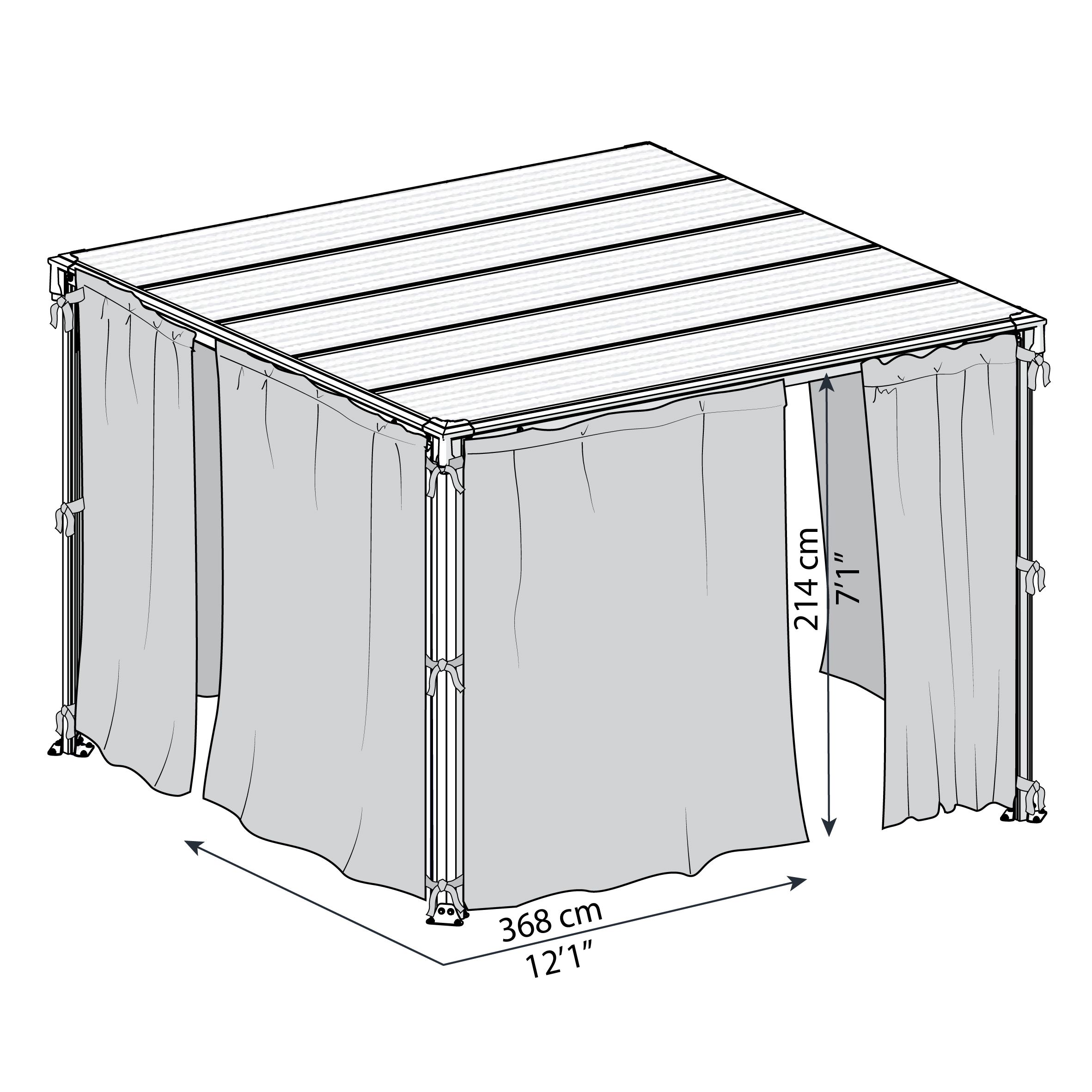 Palram - Canopia Grey Gazebo curtain, Pack of 4 (L)2170mm (W)3660mm