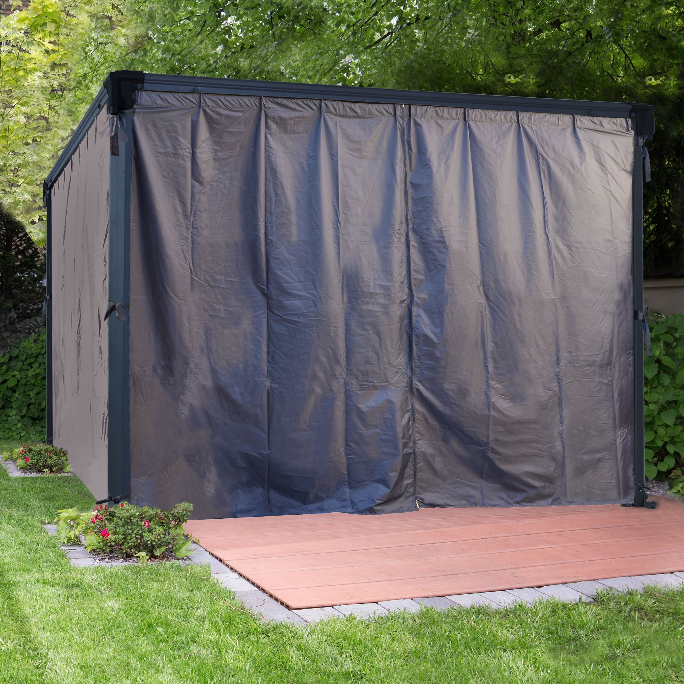 Palram - Canopia Grey Gazebo curtain, Pack of 4 (L)2170mm (W)3660mm