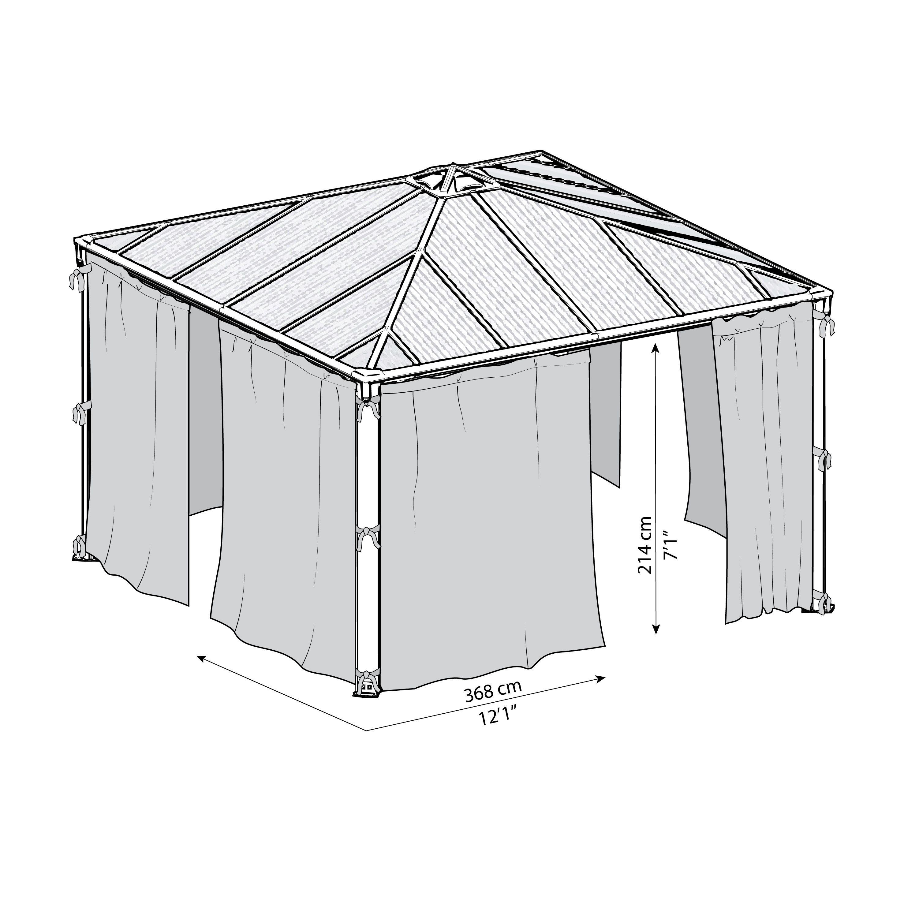 Palram - Canopia Grey Gazebo curtain, Pack of 4 (L)2170mm (W)3660mm