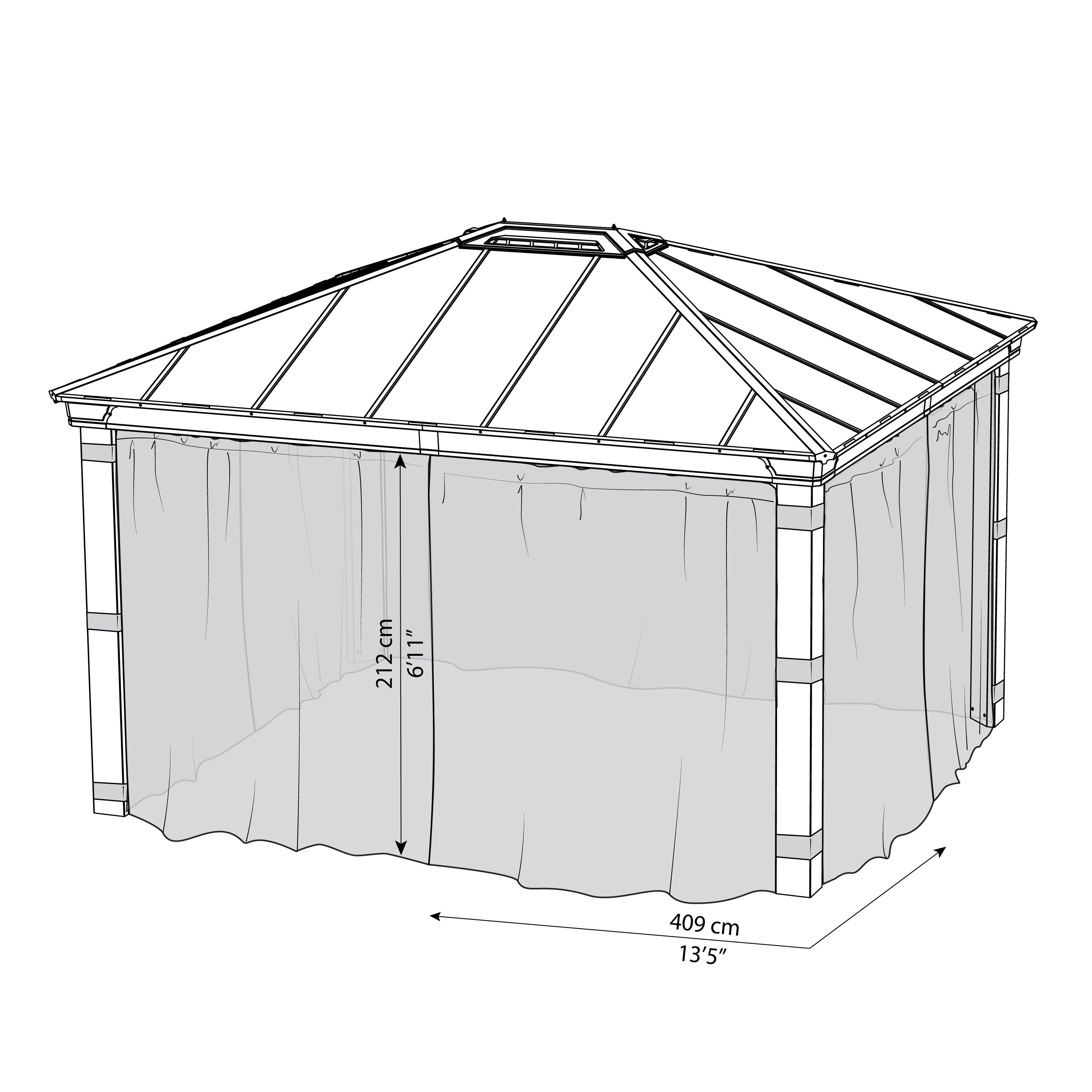 Palram - Canopia Grey Gazebo netting, Pack of 4 (L)2120mm (W)4090mm