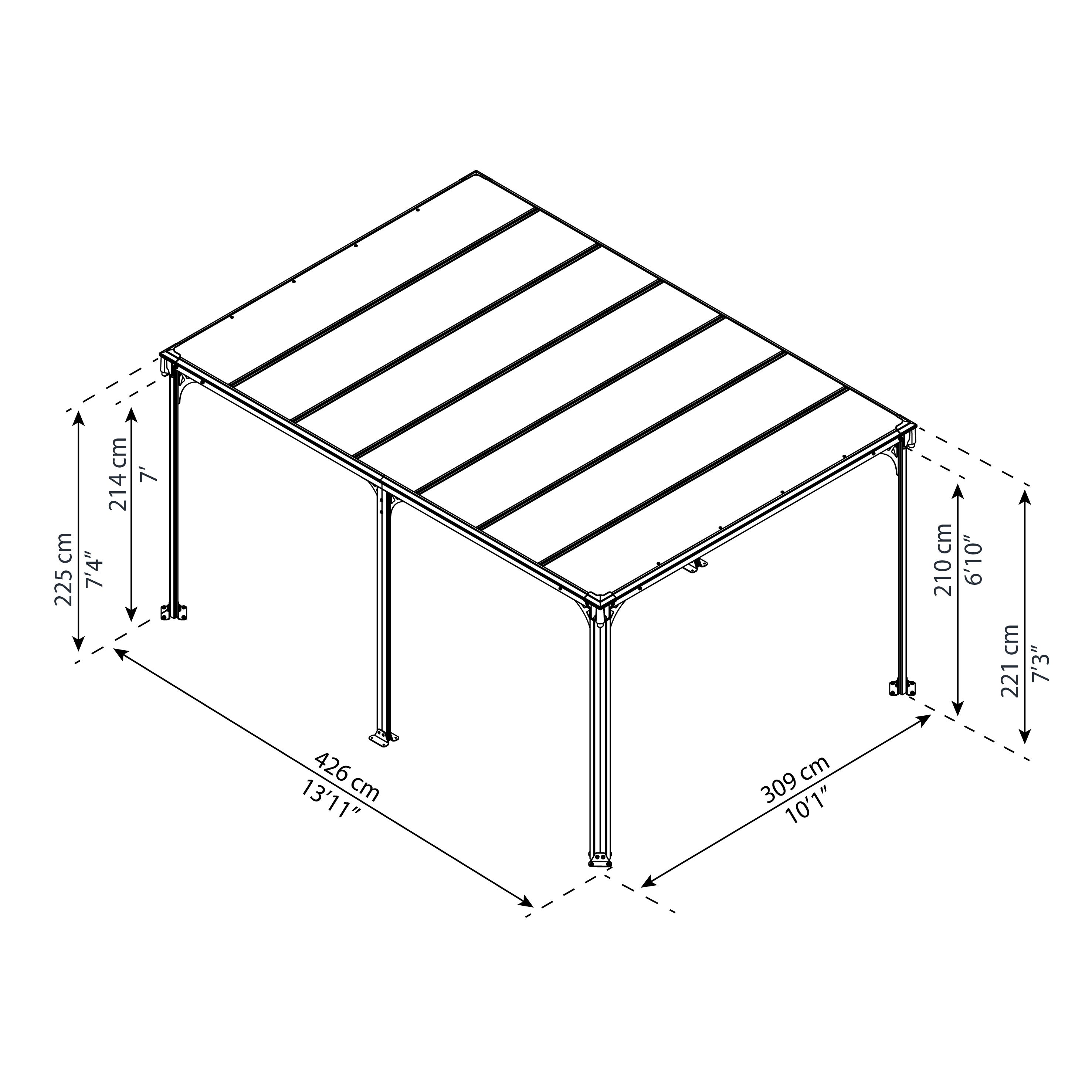 Palram - Canopia Grey Rectangular Gazebo, (W)4.26m (D)3.09m - Assembly required