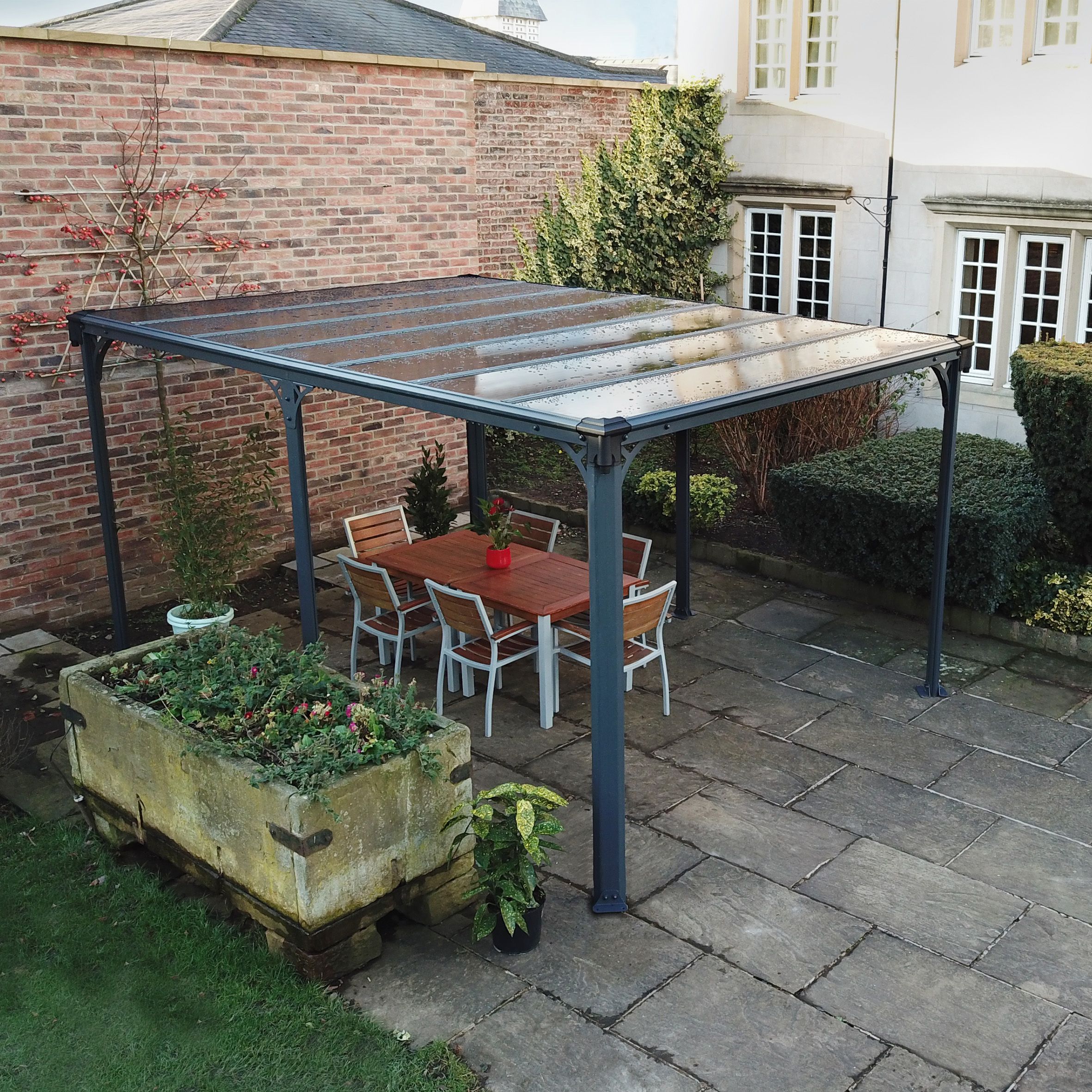Palram - Canopia Grey Rectangular Gazebo, (W)4.26m (D)3.09m - Assembly required