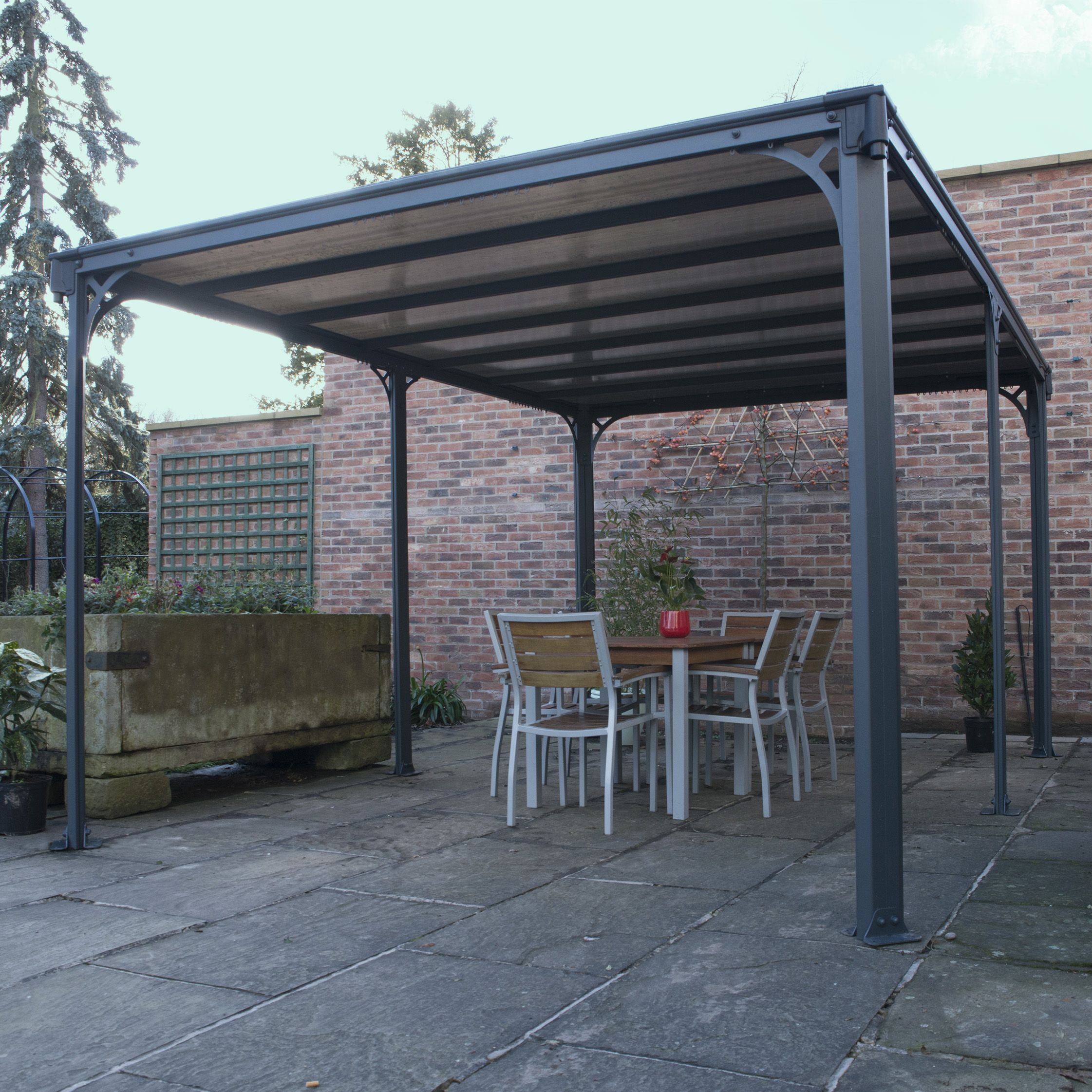 Palram - Canopia Grey Rectangular Gazebo, (W)4.26m (D)3.09m - Assembly required
