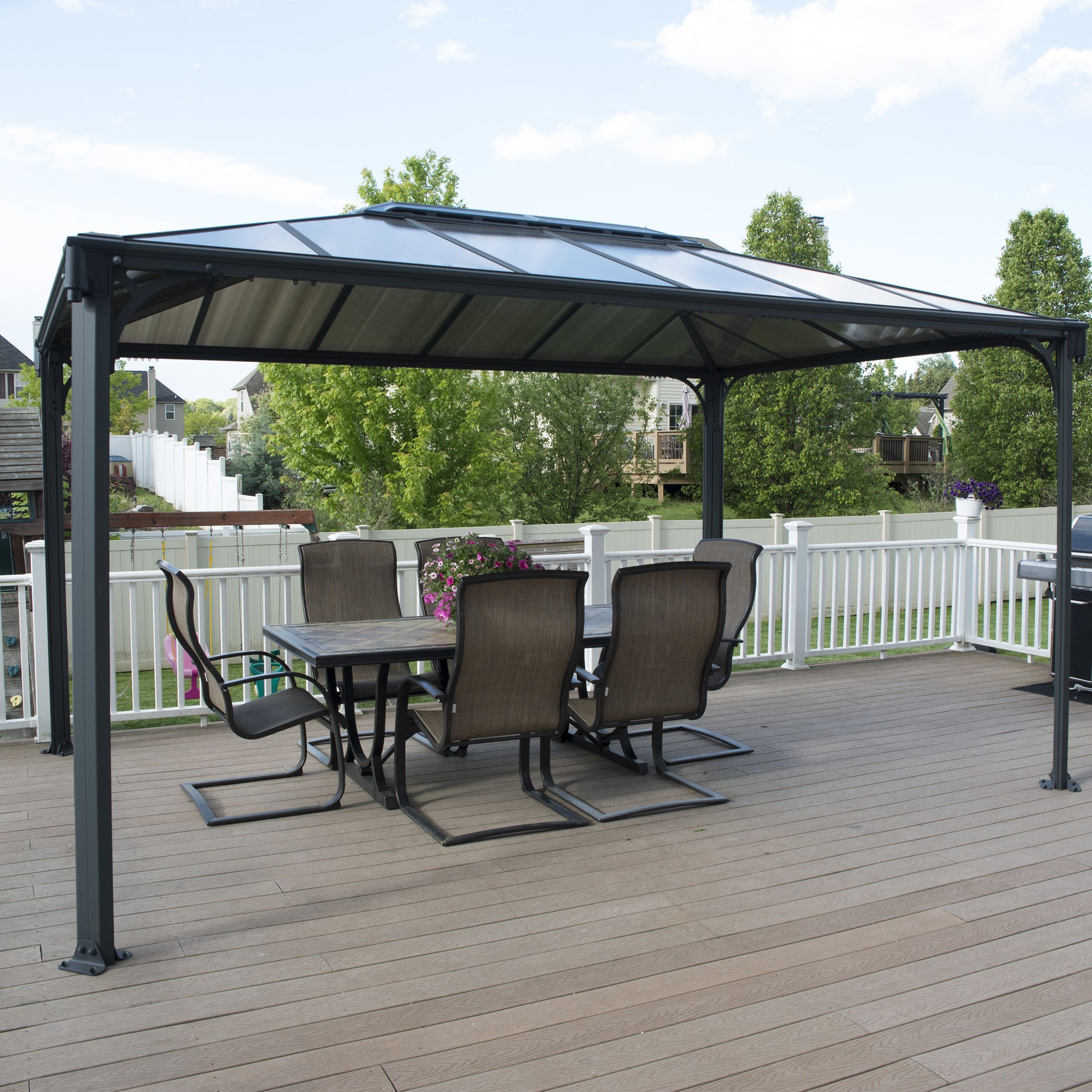Palram - Canopia Grey Rectangular Gazebo, (W)4.3m (D)2.96m - Assembly required