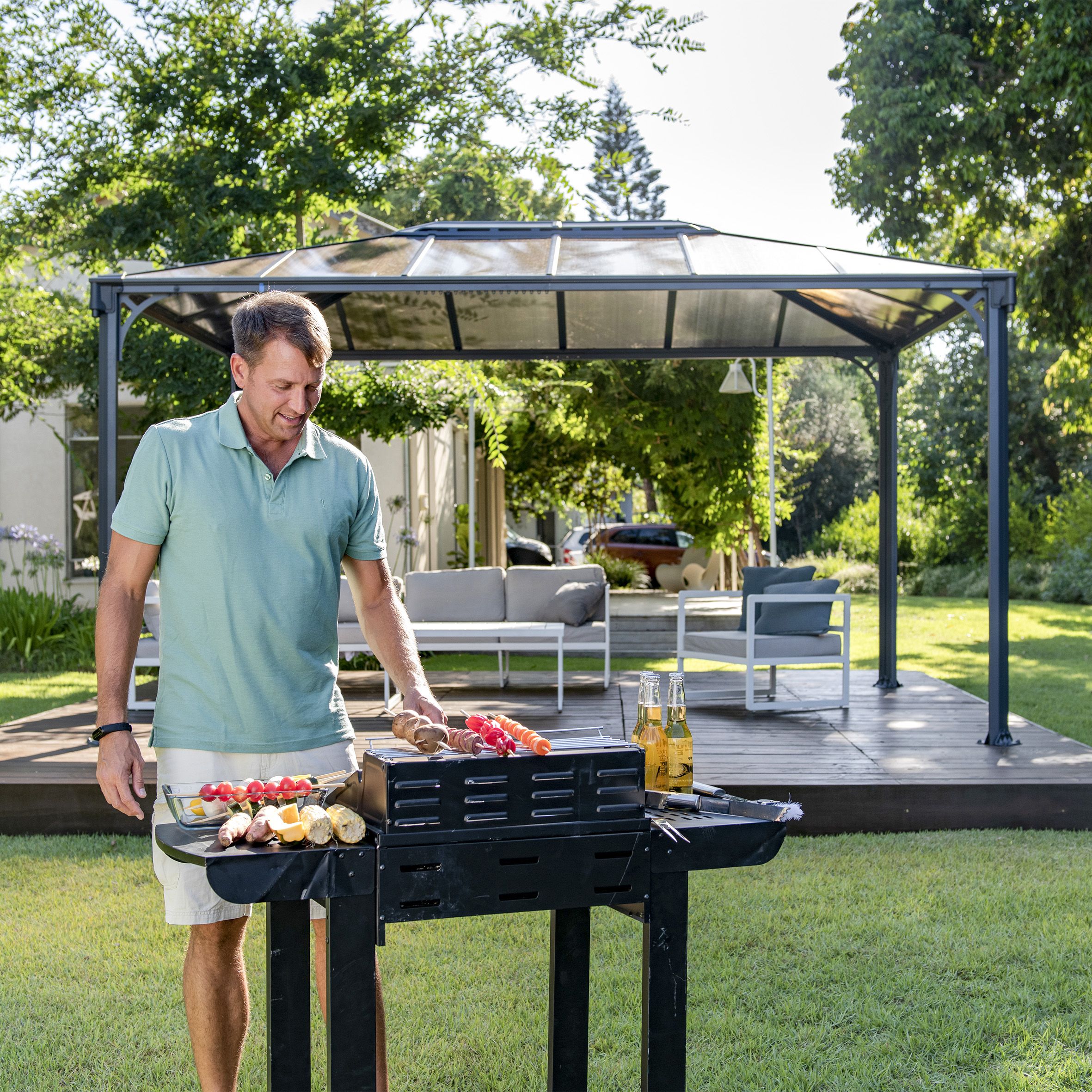 Palram - Canopia Grey Rectangular Gazebo, (W)4.3m (D)2.96m - Assembly required