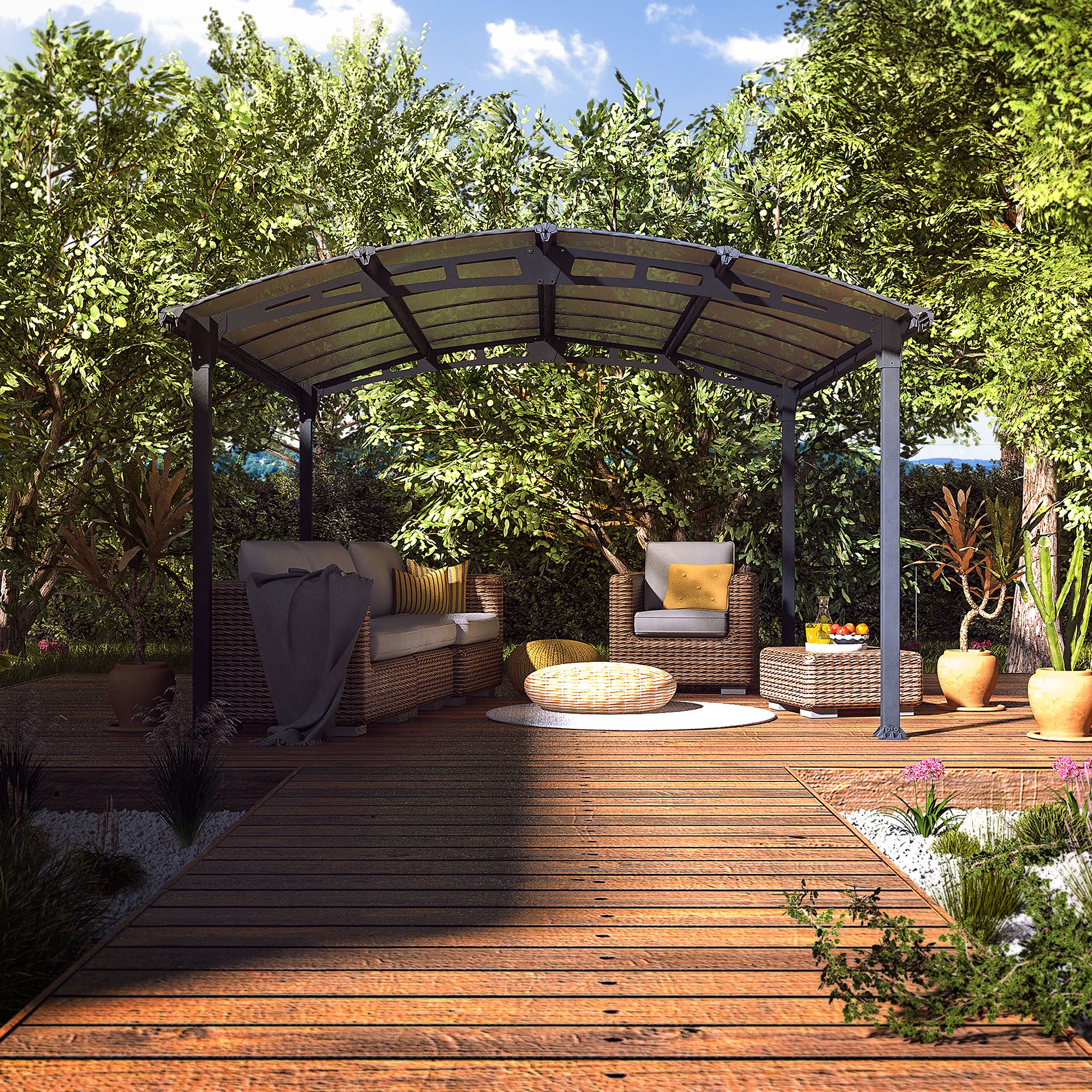 Palram - Canopia Grey Rectangular Gazebo, (W)4.3m (D)3.59m - Assembly required