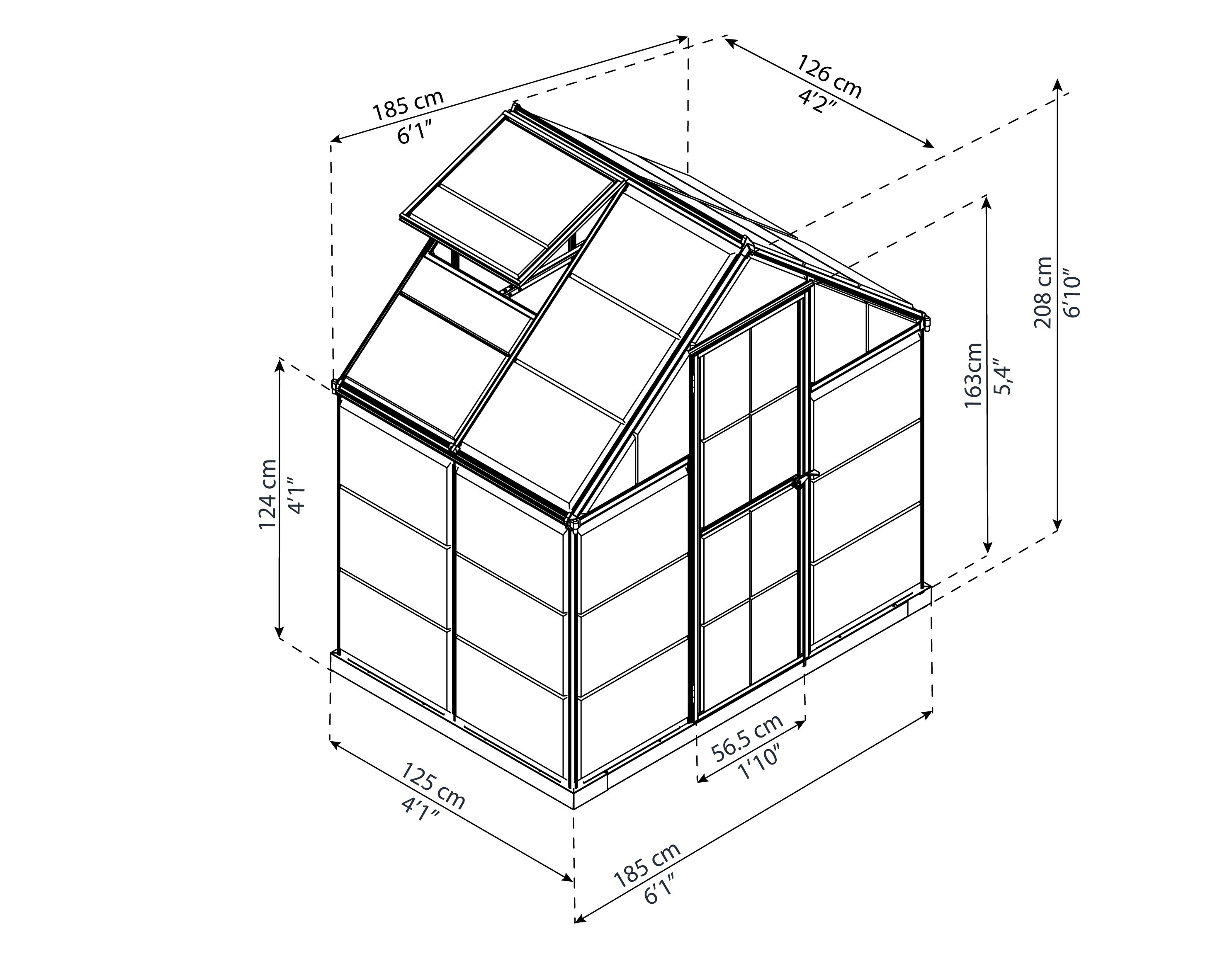 Palram - Canopia Harmony 6x4 ft Silver Aluminium Apex Greenhouse