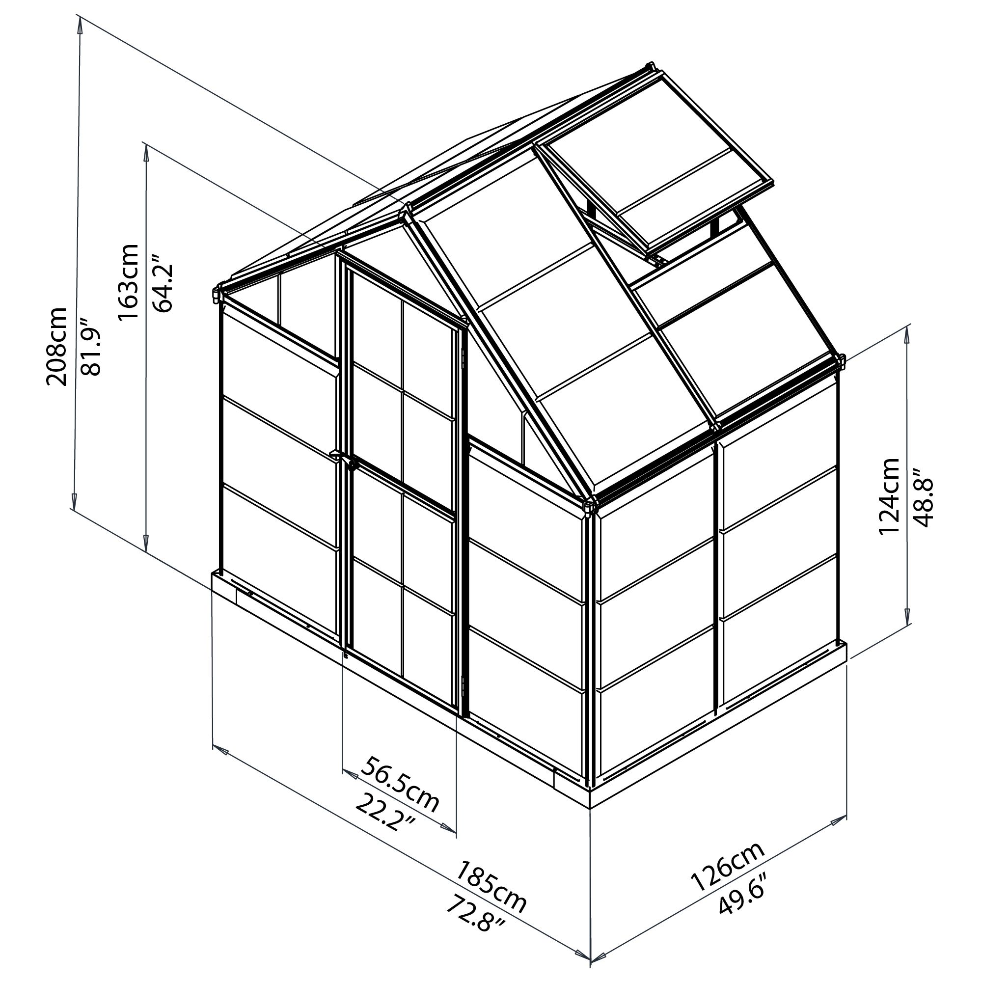 Palram - Canopia Harmony 6x4 ft Silver Aluminium Apex Greenhouse