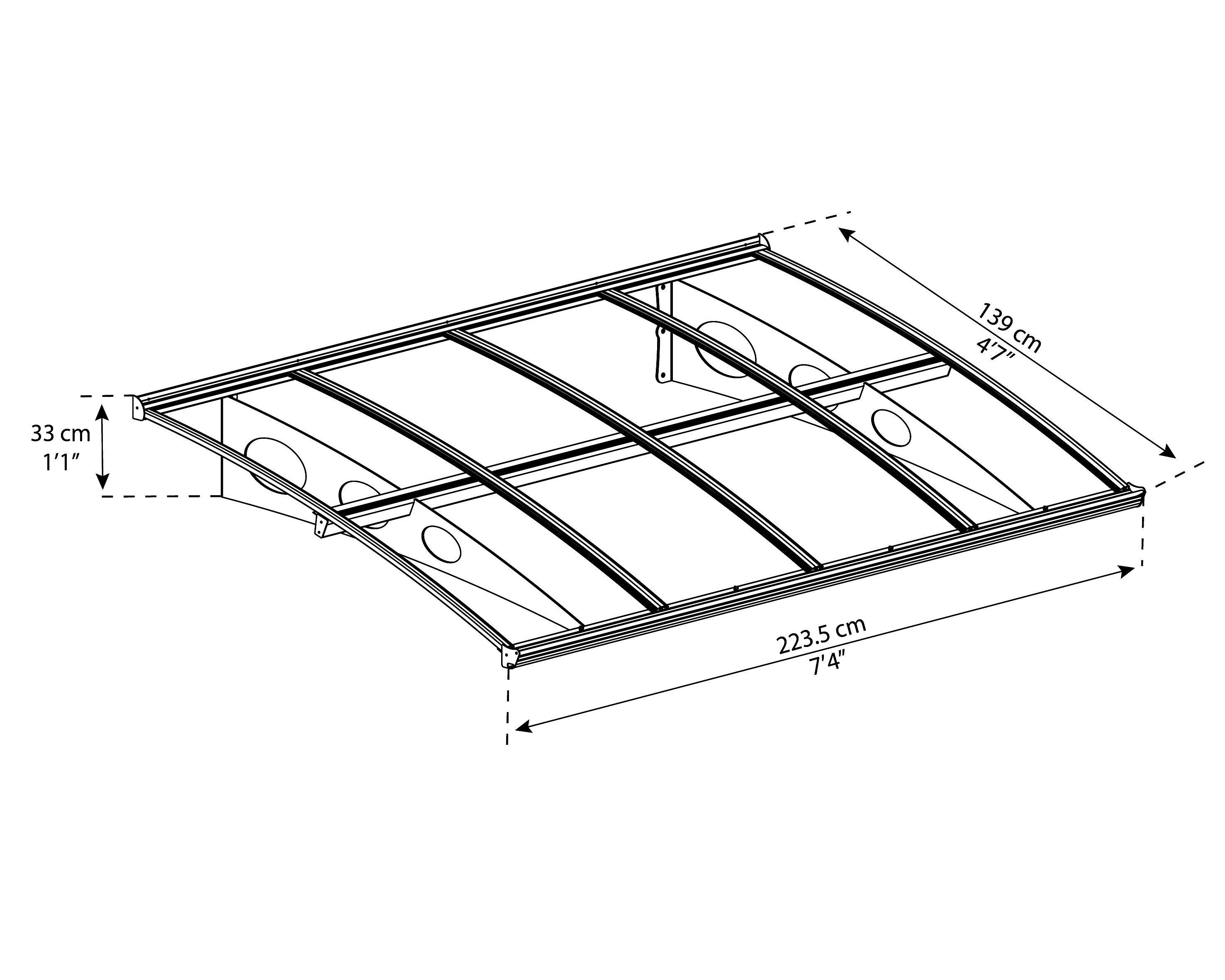 Palram - Canopia Herald Door canopy, (H)330mm (W)2235mm (D)139mm