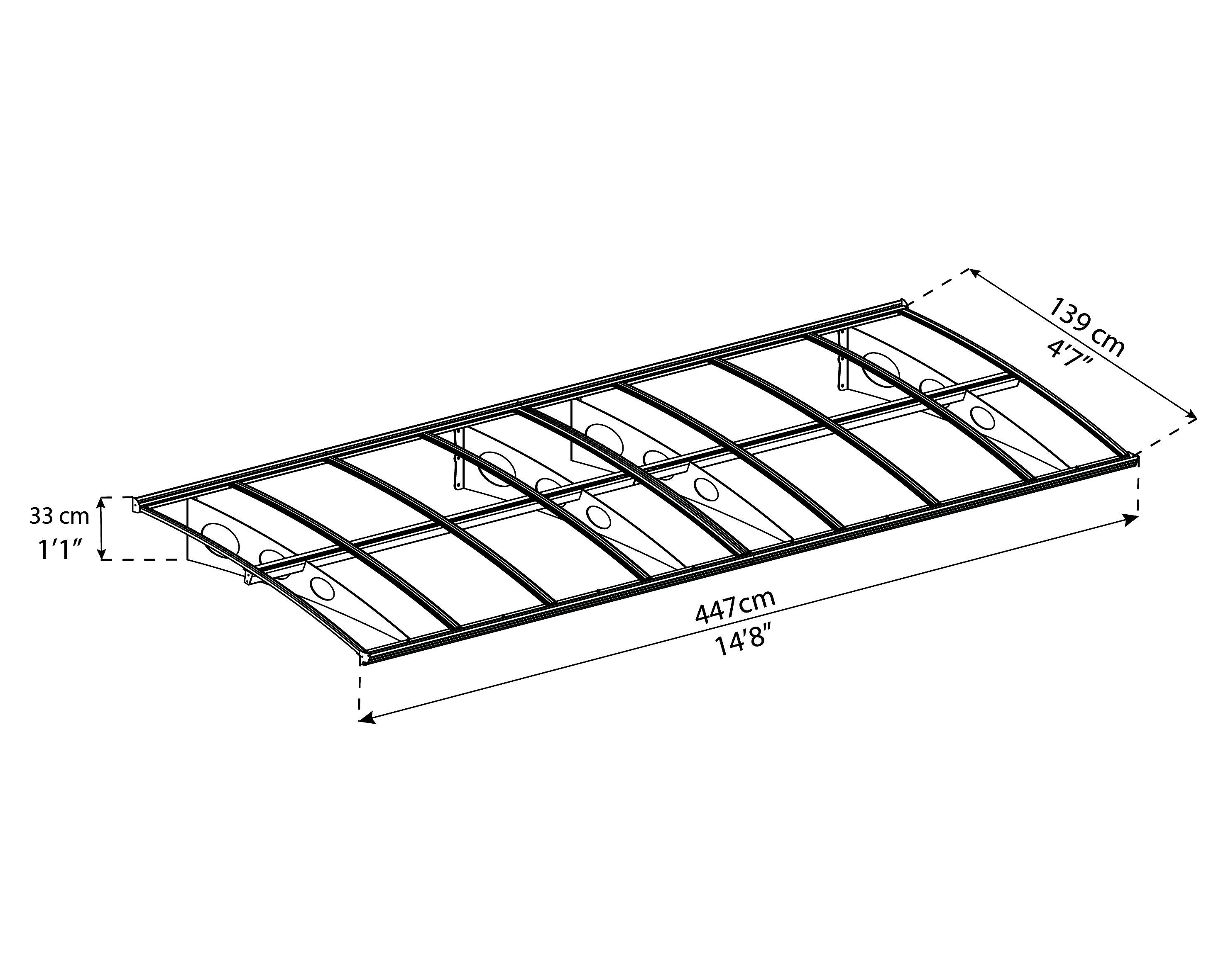 Palram - Canopia Herald Door canopy, (H)330mm (W)4470mm (D)139mm