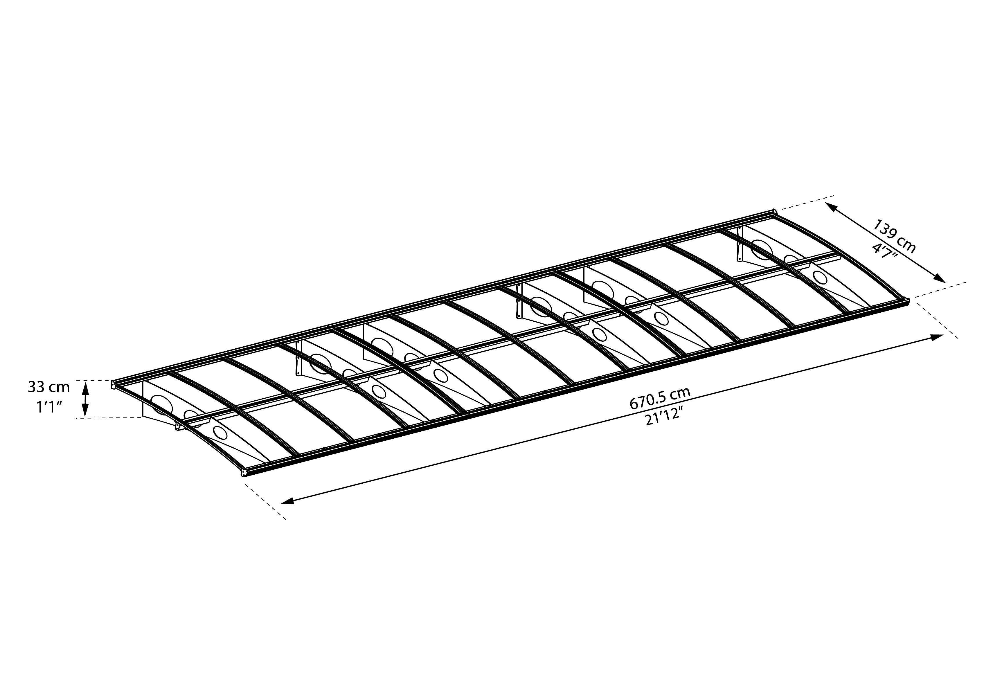 Palram - Canopia Herald Door canopy, (H)330mm (W)6705mm (D)139mm