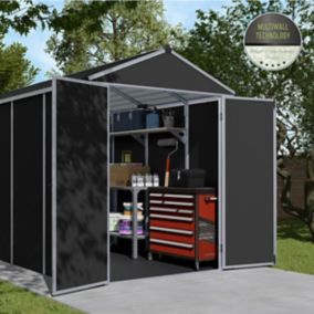 Palram - Canopia Rubicon 6x12 Apex Dark grey Plastic Shed with floor