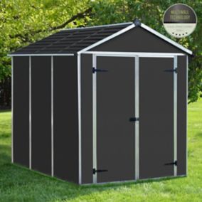 Palram - Canopia Rubicon 6x8 Apex Dark grey Plastic Shed with floor