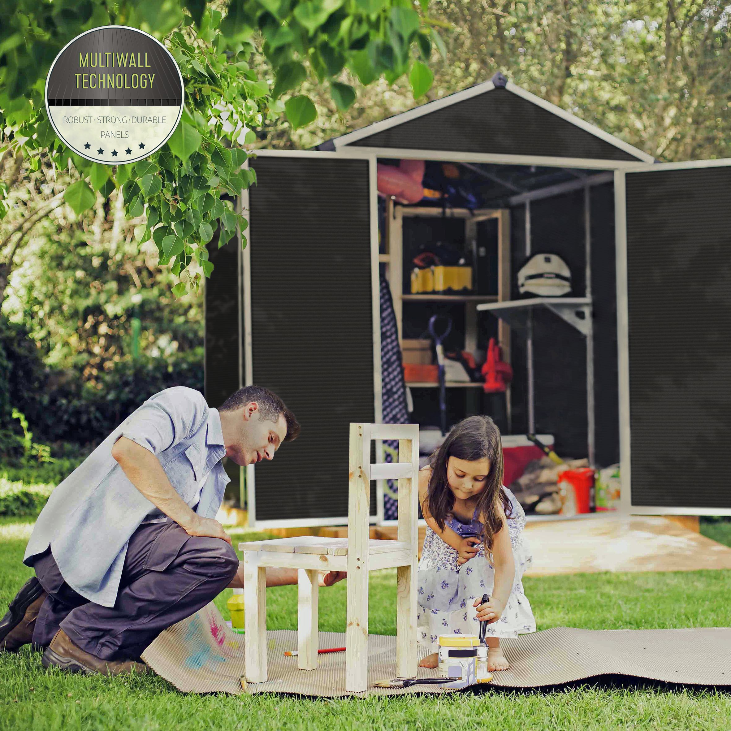 Palram - Canopia Rubicon 8x6 ft Apex Dark grey Plastic 2 door Shed