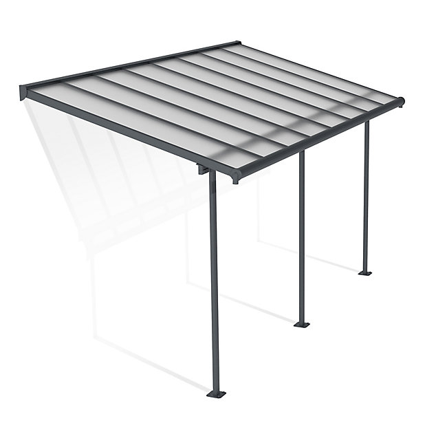 Palram Canopia Sierra Grey Non Retractable Awning L 4 48m H 3m W 2 28m Diy At B Q - Patio Retractable Awning 3m
