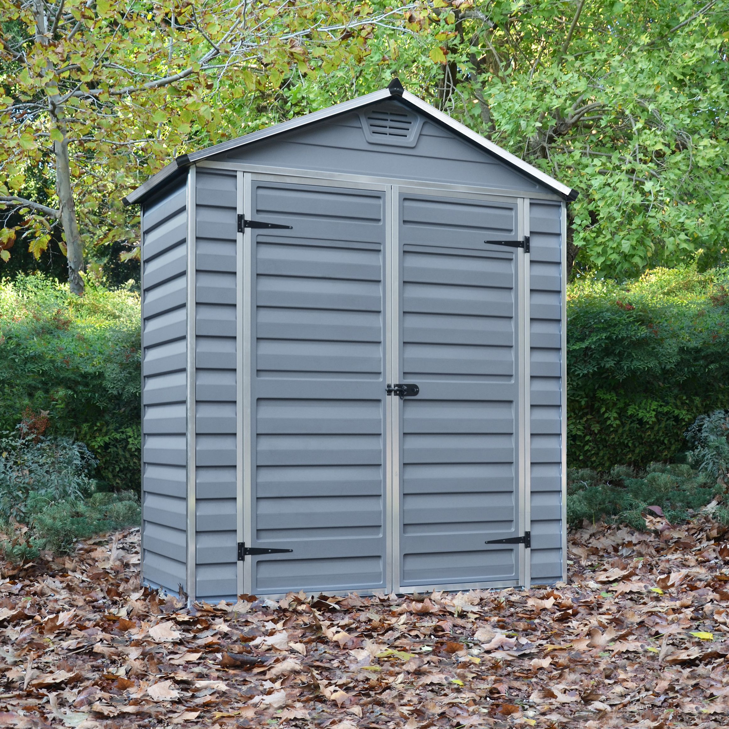 Palram - Canopia Skylight 6x3 ft Apex Dark grey Plastic 2 door Shed with floor