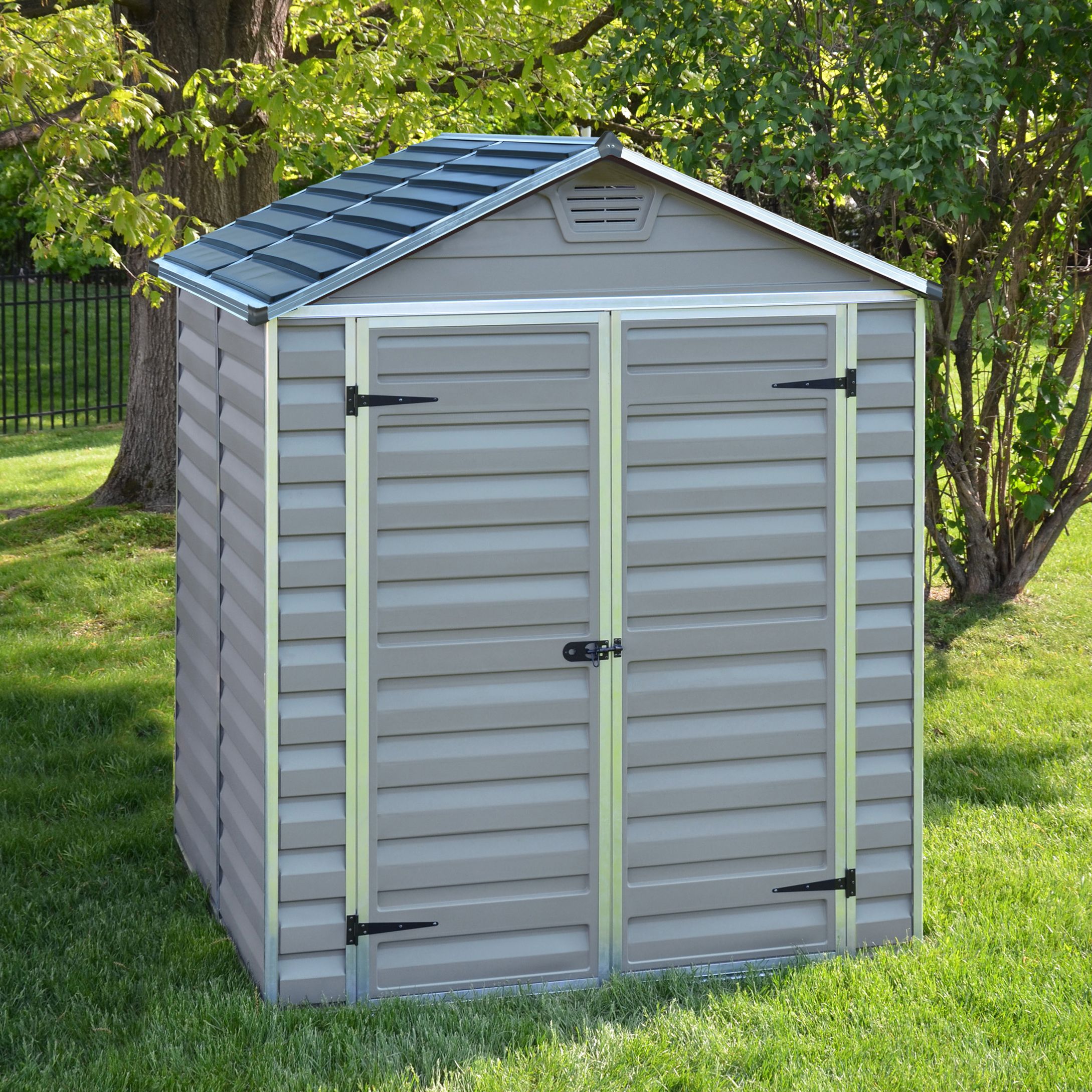 Palram - Canopia Skylight 6x5 ft Apex Dark grey Plastic 2 door Shed with floor