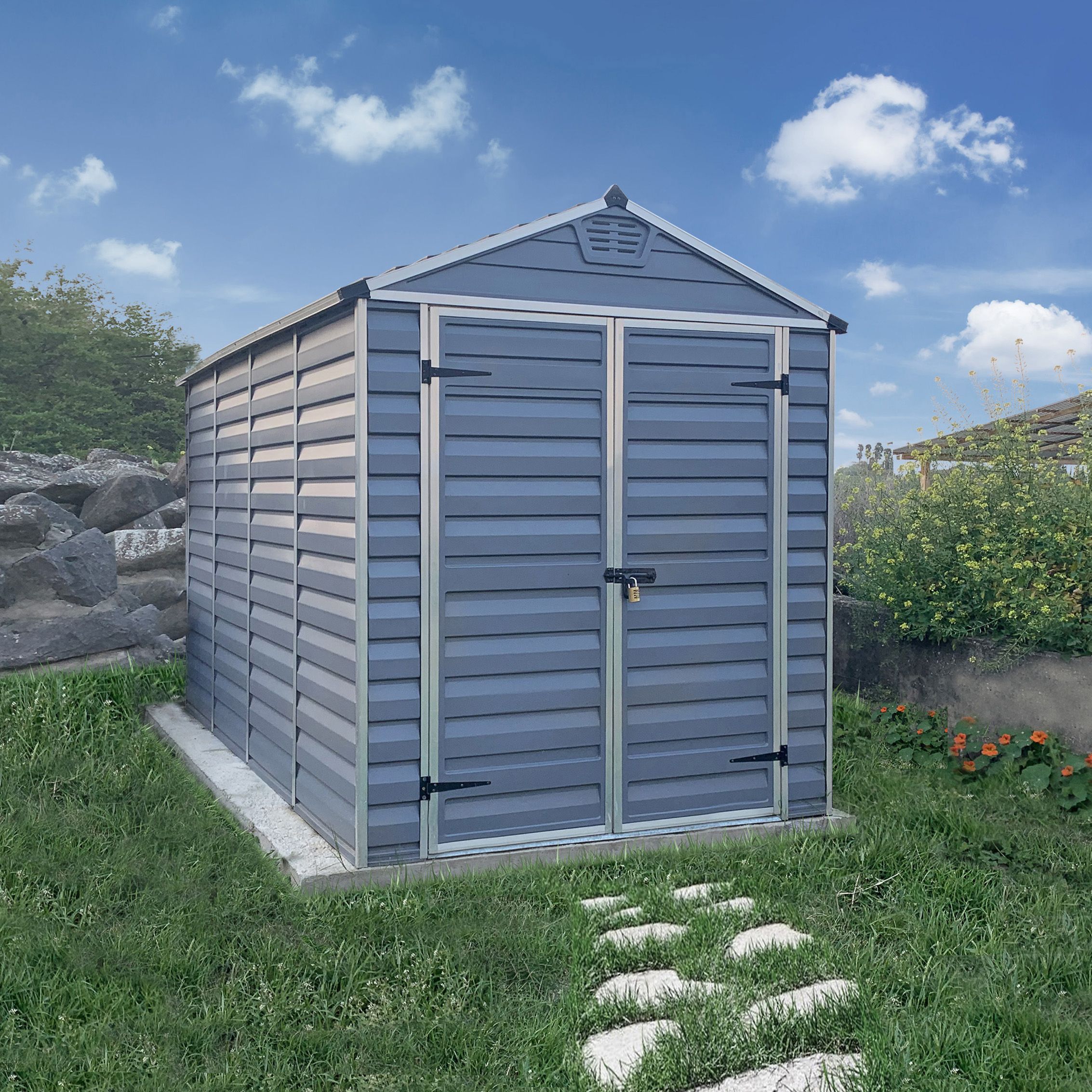 Palram - Canopia Skylight 8x6 ft Apex Dark grey 2 door Shed with floor