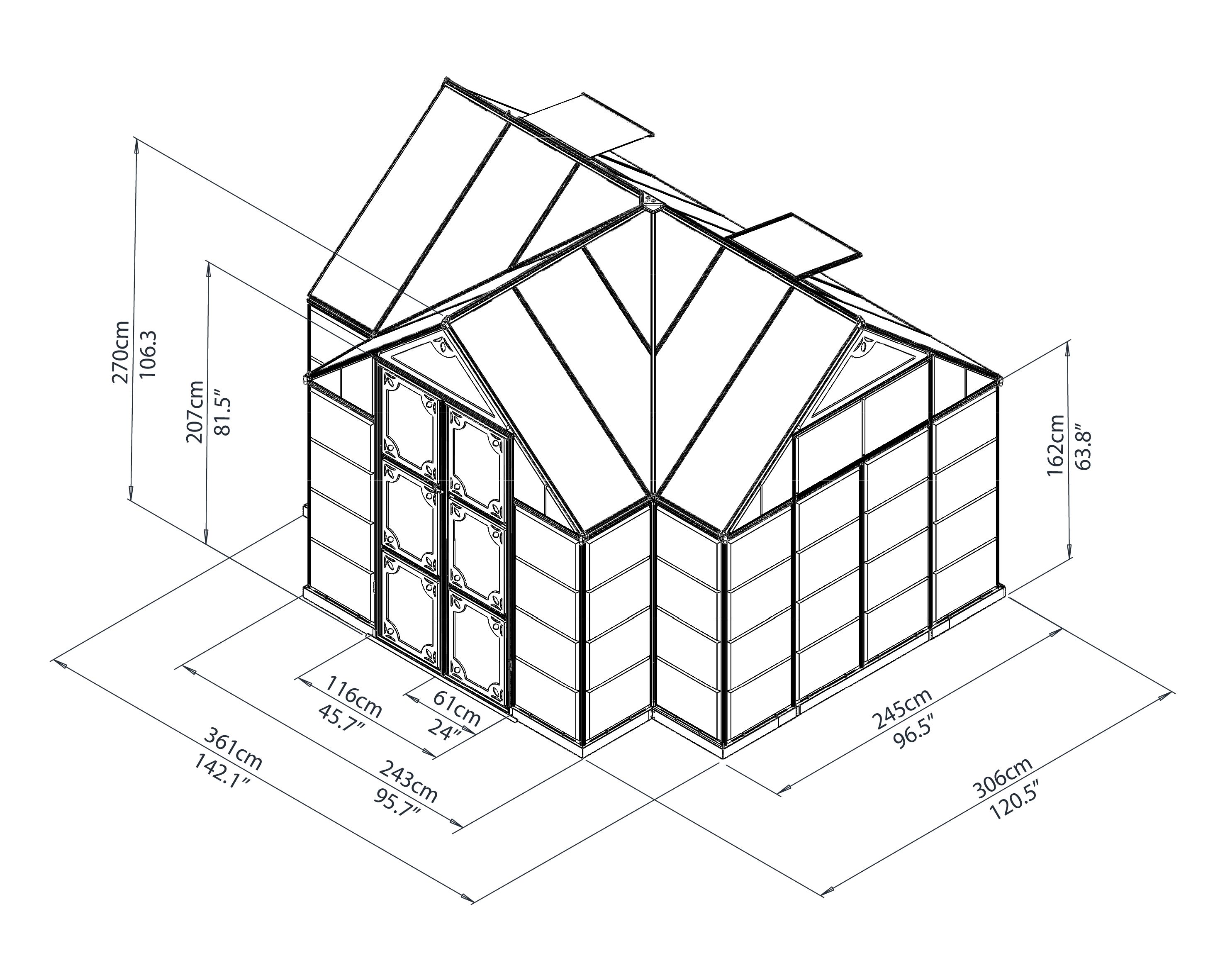 Palram - Canopia Victory Dark grey 12x10 Greenhouse