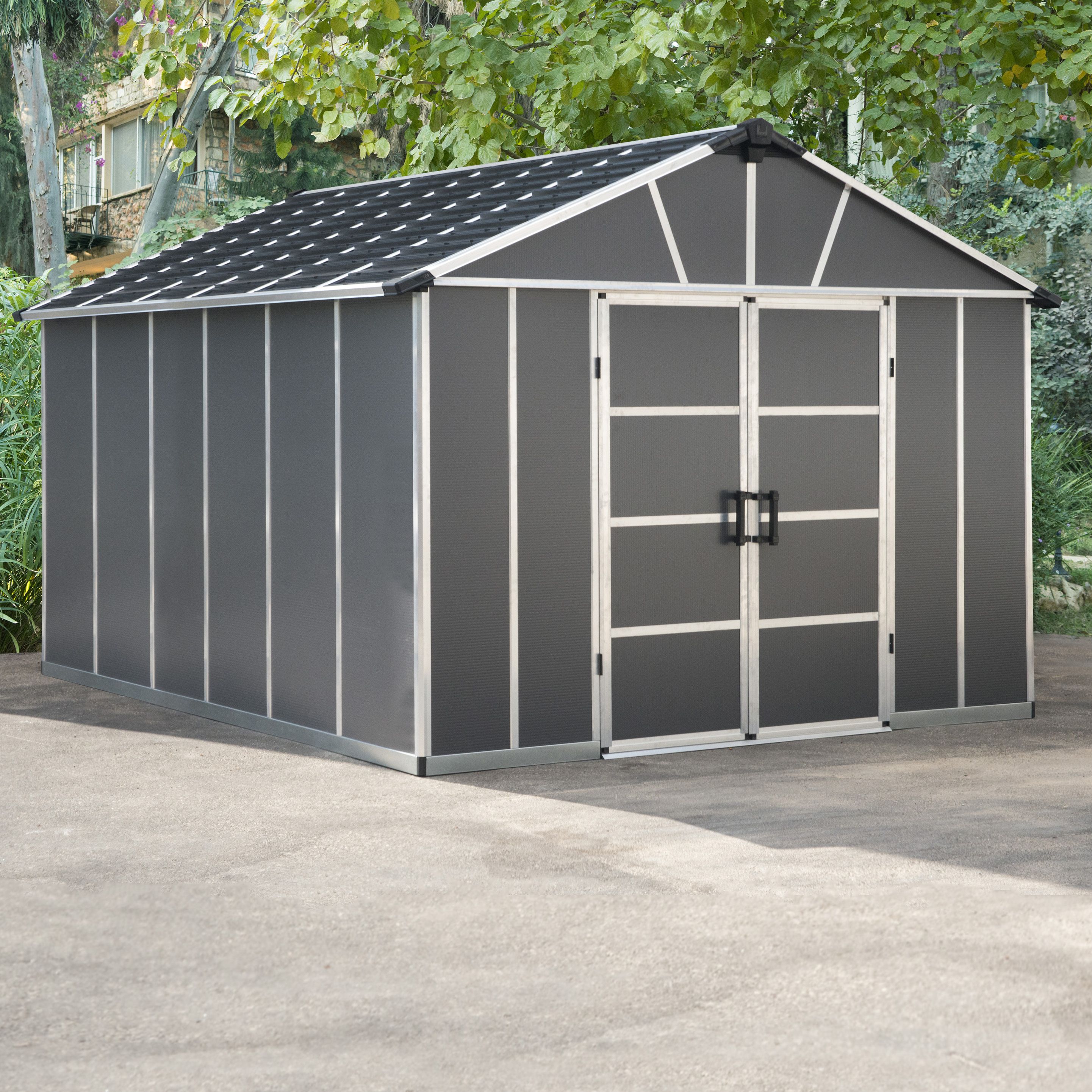 Palram - Canopia Yukon 11x13 ft Apex Dark grey Plastic 2 door Shed