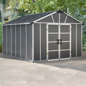 Palram - Canopia Yukon with Floor 11x13.1 Apex Dark grey Plastic Shed with floor