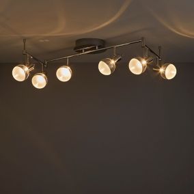 Panacea Chrome effect Mains-powered 6 lamp Spotlight
