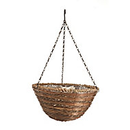 Panacea Fern & rope Rattan Hanging basket, 35cm