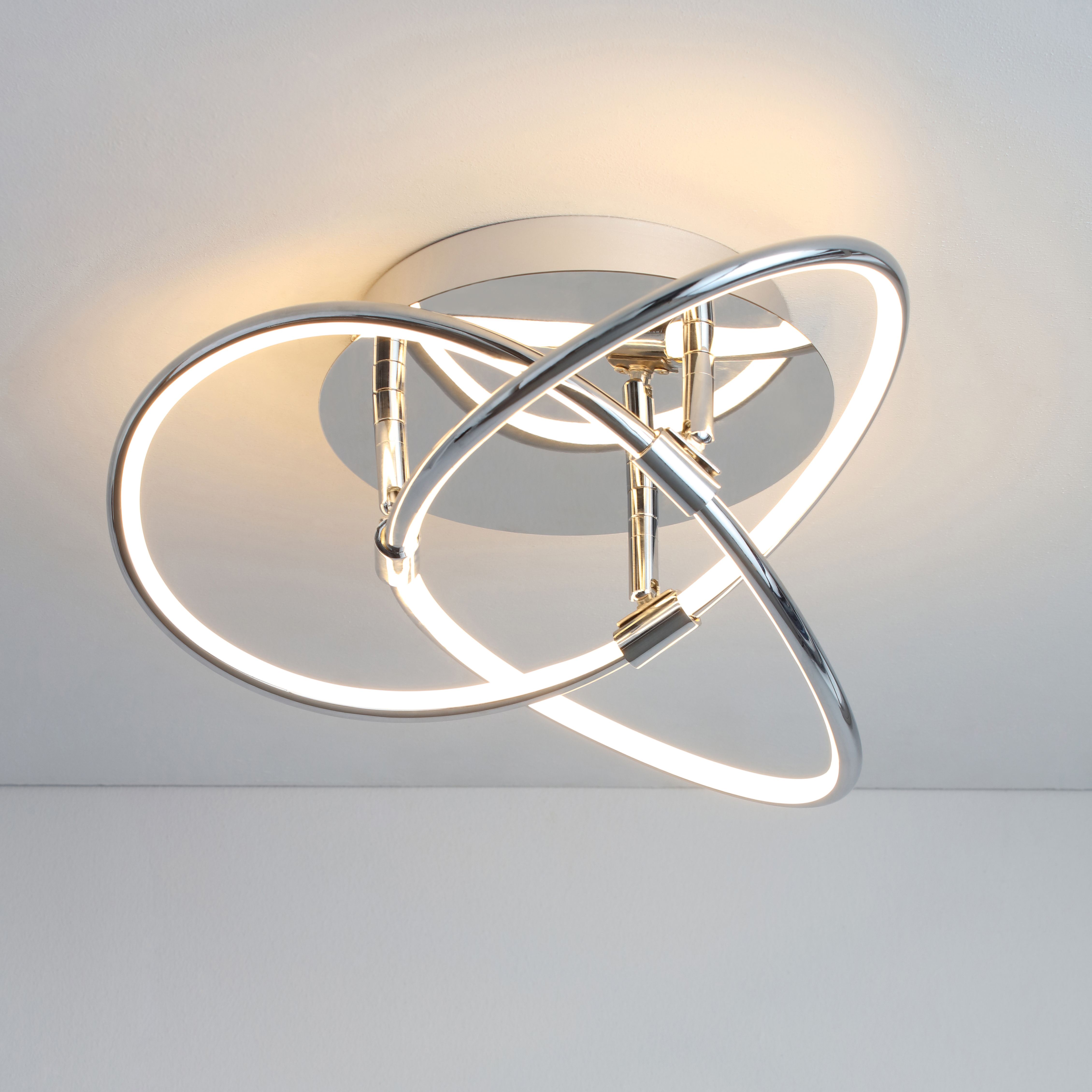 Pandia Spiral Steel Chrome effect Ceiling light