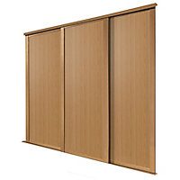 Panel Shaker Natural oak effect 3 door Sliding Wardrobe Door kit (H)2223mm (W)610mm