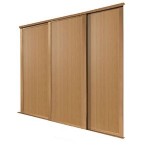 Panel Shaker Natural oak effect 3 door Sliding Wardrobe Door kit (H)2223mm (W)762mm
