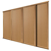 Panel Shaker Natural oak effect 4 door Sliding Wardrobe Door kit (H)2223mm (W)610mm