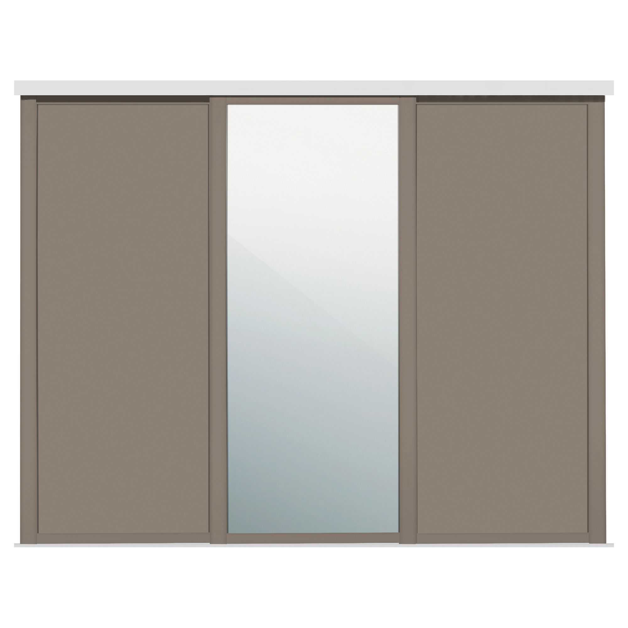 Panel Shaker With 1 mirror door Stone grey 3 door Sliding Wardrobe Door kit (H)2260mm (W)1680mm