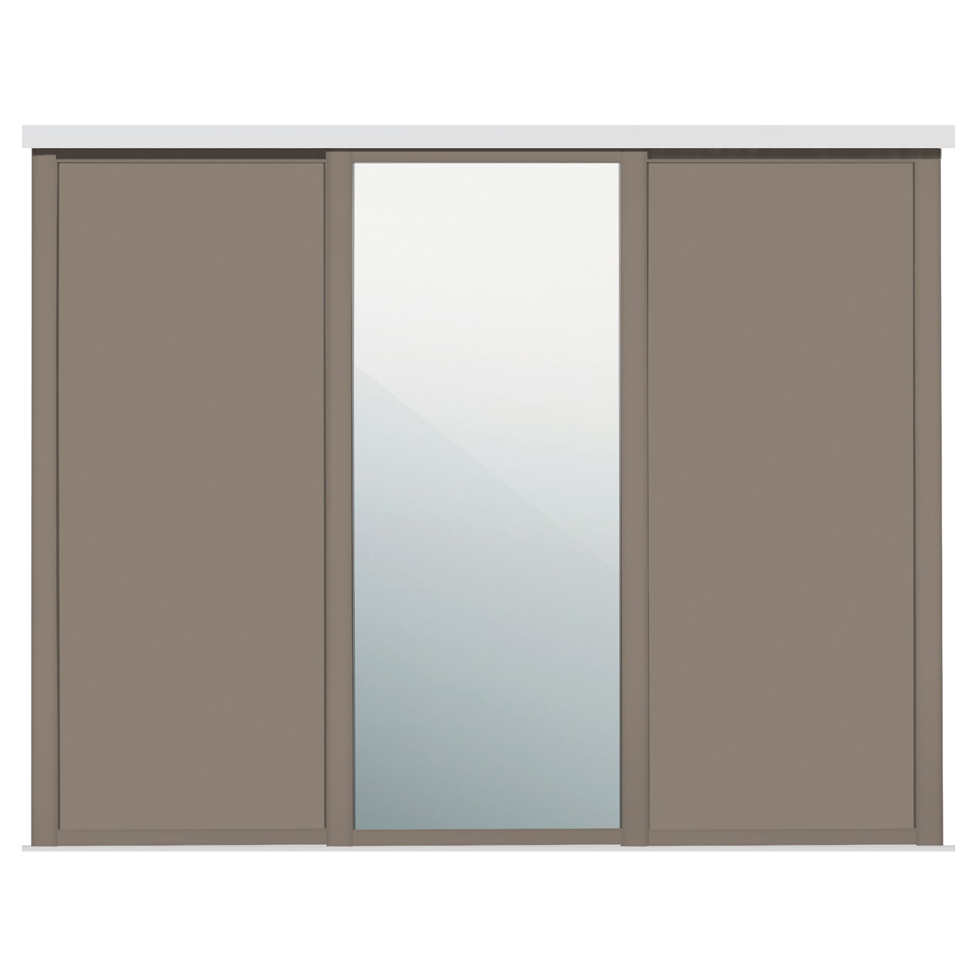 Panel Shaker With 1 mirror door Stone grey 3 door Sliding Wardrobe Door kit (H)2260mm (W)2592mm