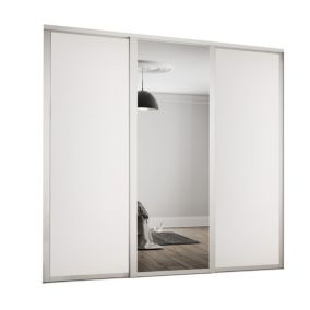 Panel Shaker With 1 mirror door White 3 door Sliding Wardrobe Door kit (H)2260mm (W)2592mm