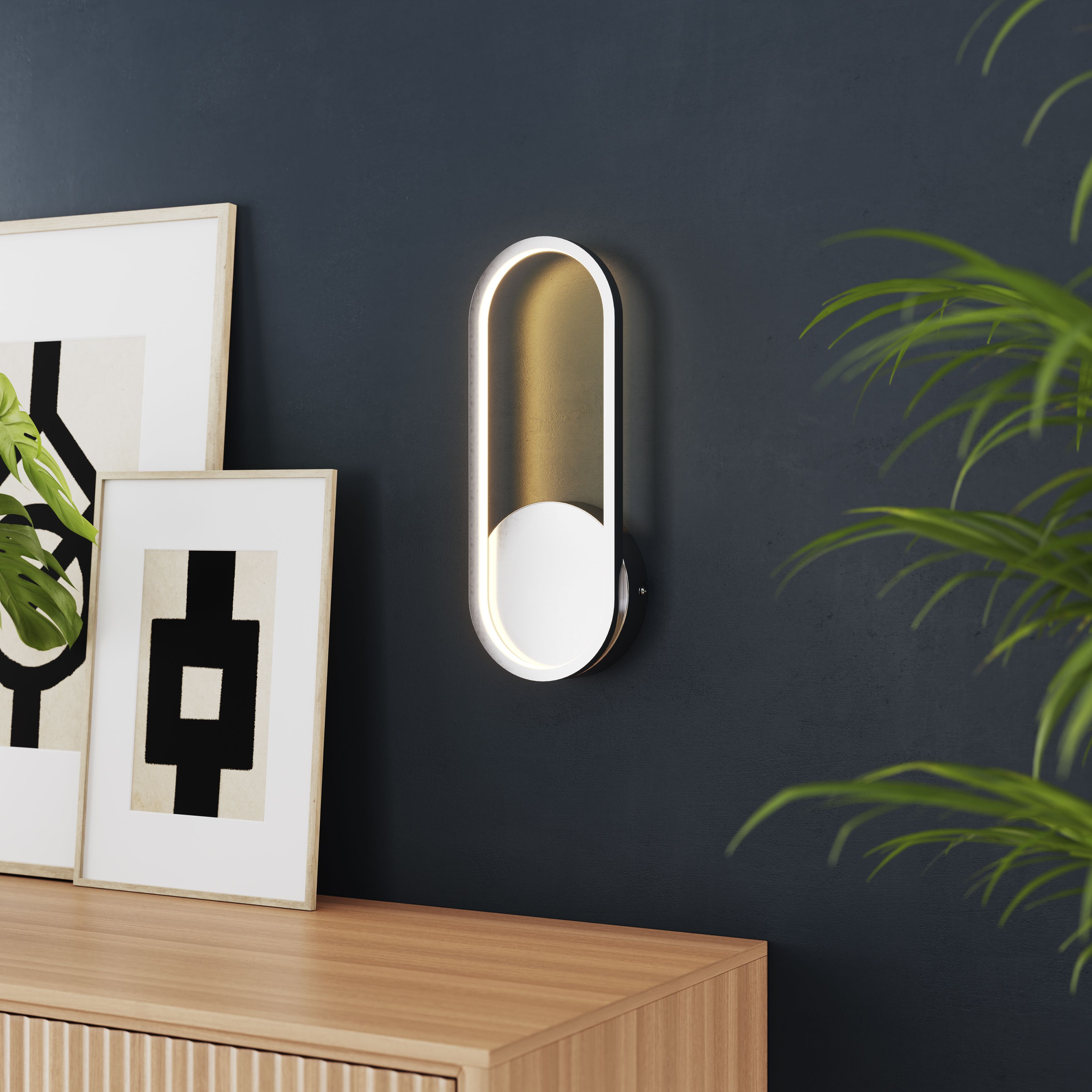 Papua Modern Chrome effect Wired LED Wall light