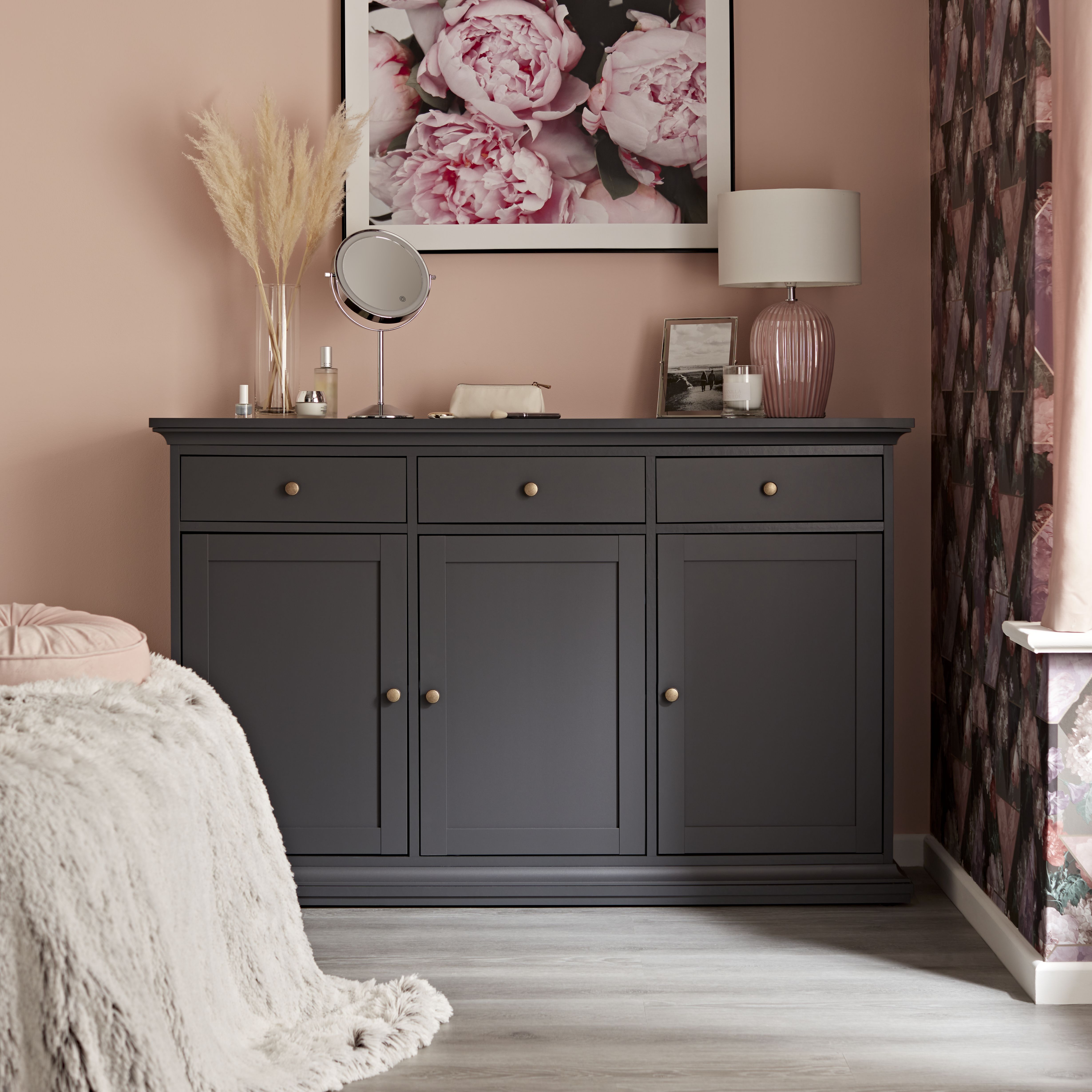 Large dark grey deals sideboard