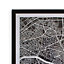 Paris map Black & white Framed print (H)540mm (W)440mm