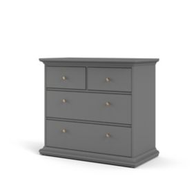 Paris Matt grey 4 Drawer Chest of drawers (H)869mm (W)962mm (D)485mm
