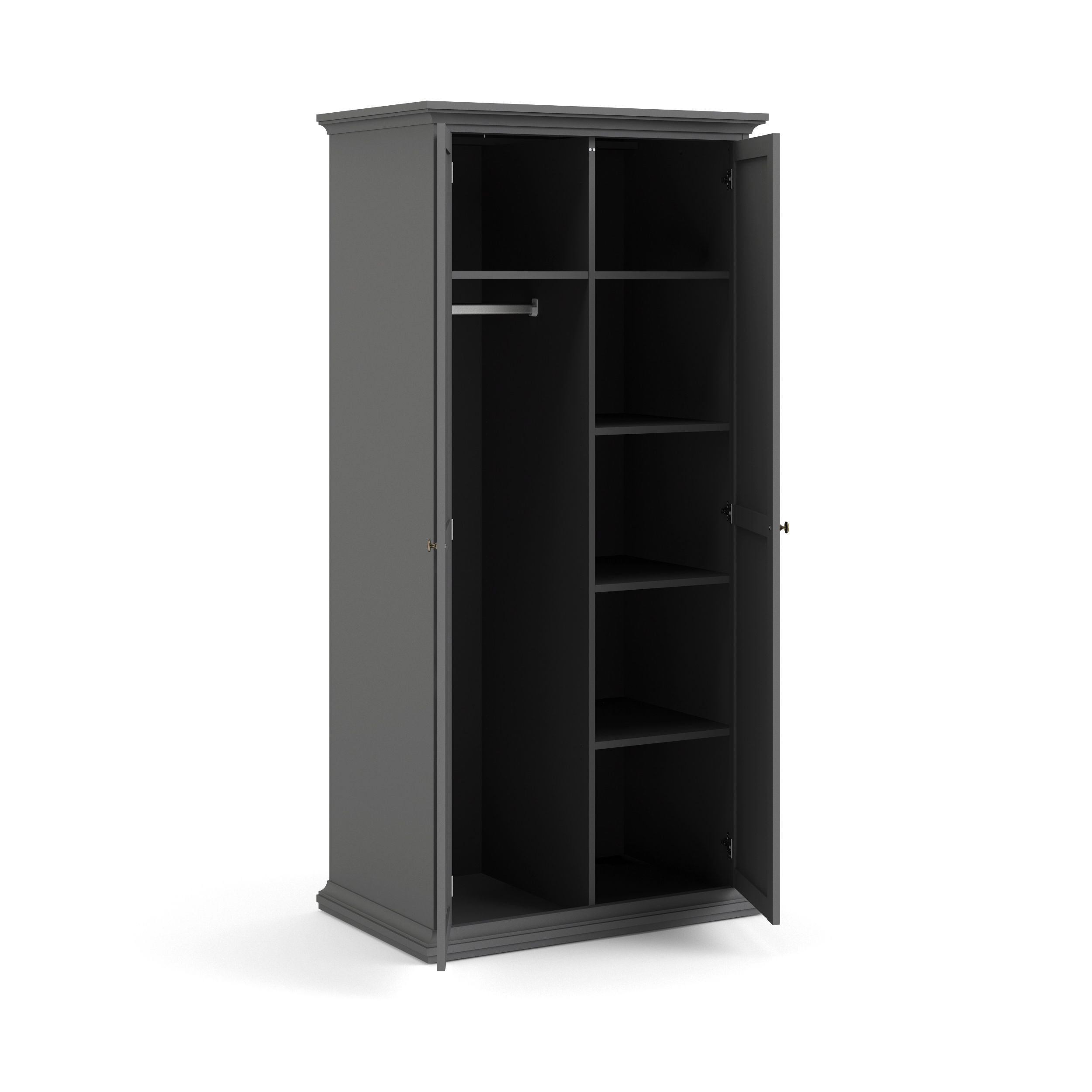 Paris matt grey double wardrobe discount