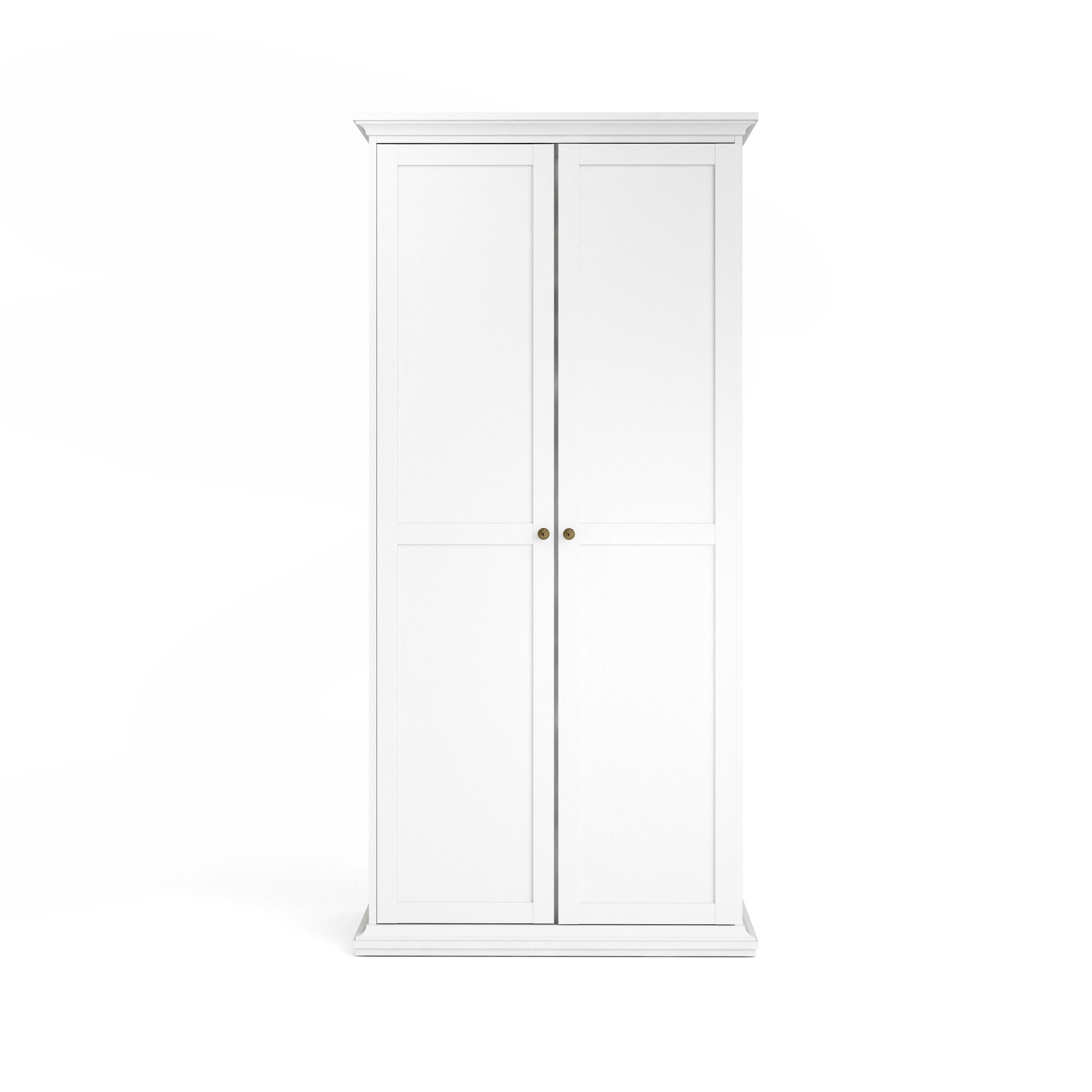 Paris Modern Matt White 2 Door Double Wardrobe (H)2006.5mm (W)962mm (D ...