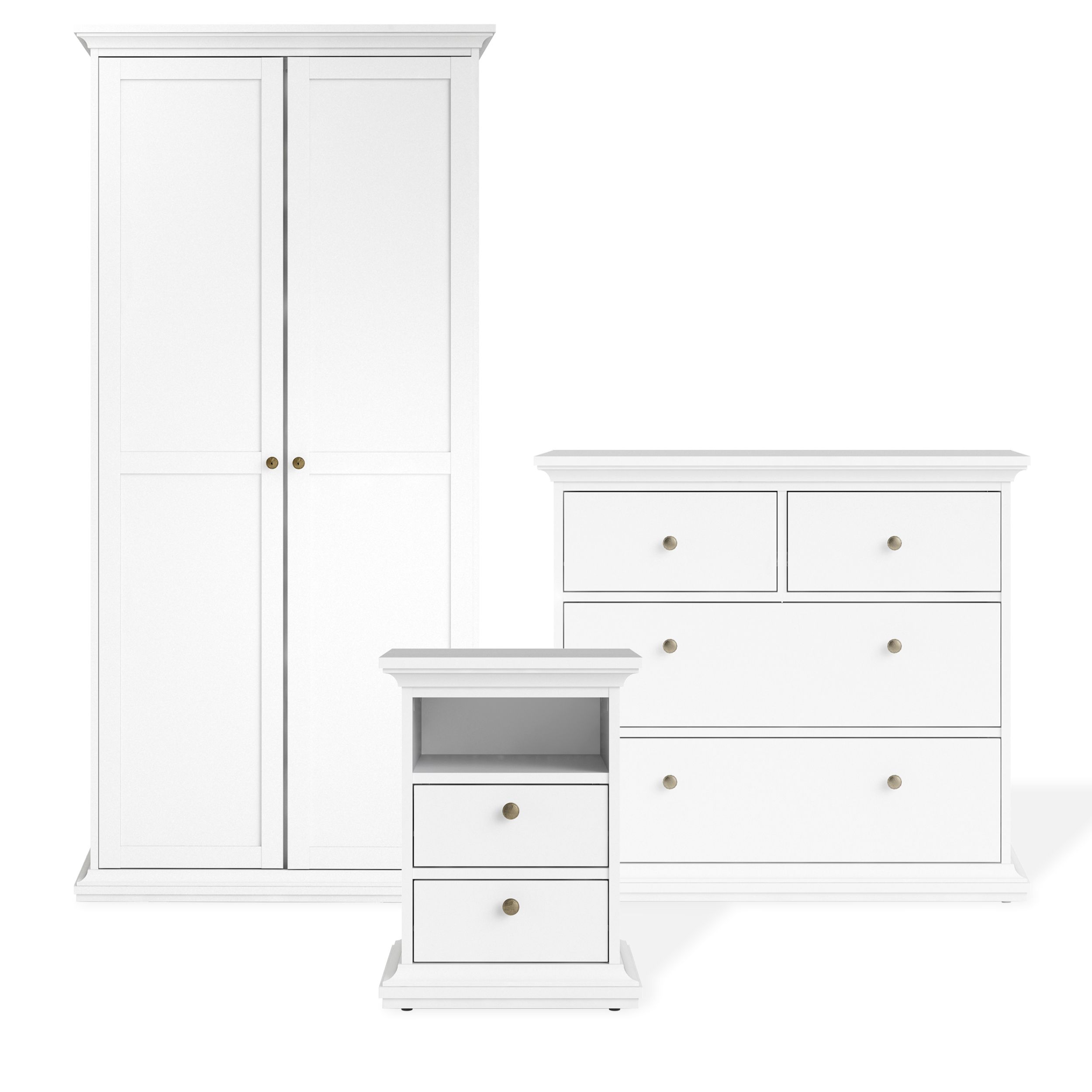 Paris Modern Matt white Double Wardrobe (H)2006.5mm (W)962mm (D)605mm