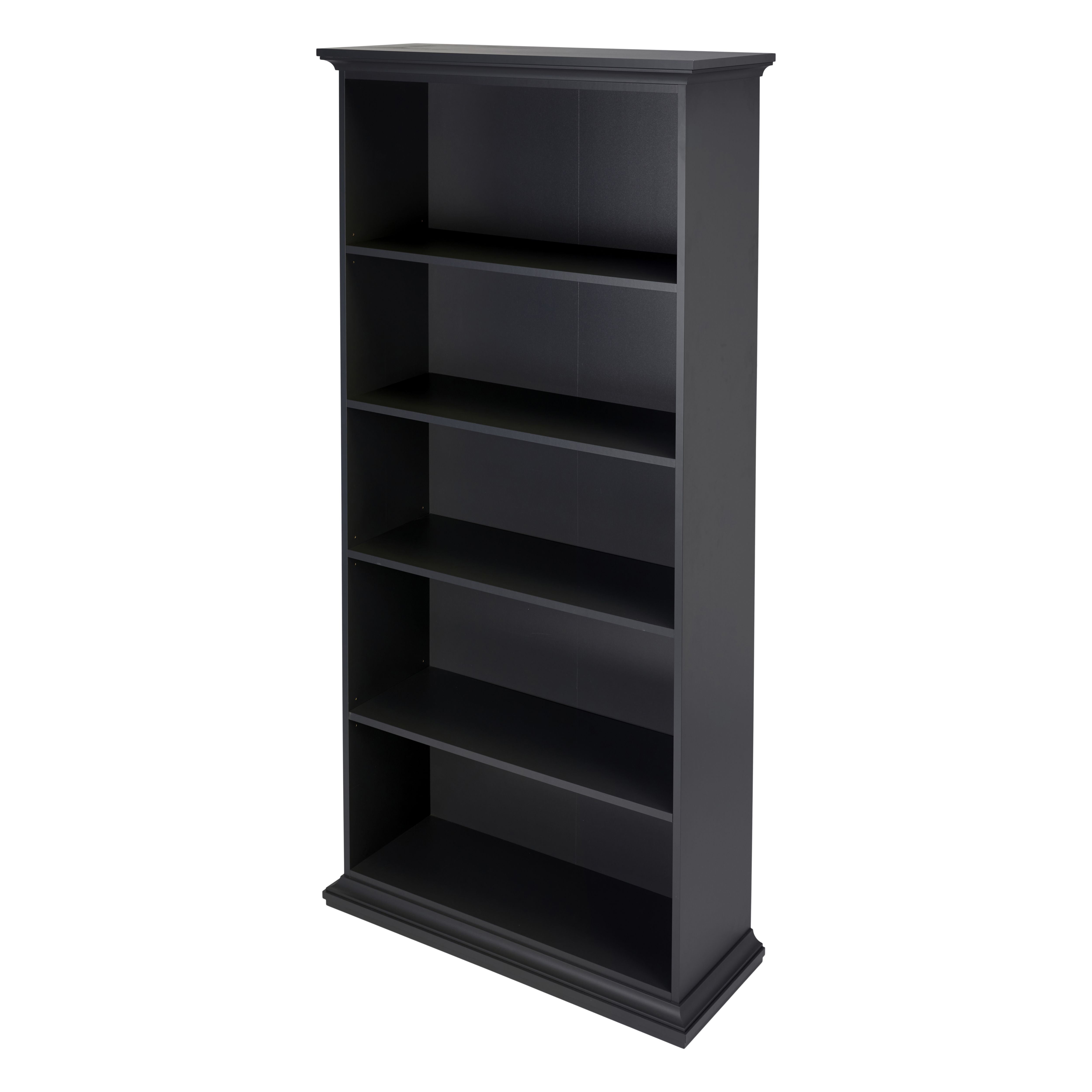 Paris Tall Grey Freestanding 5 shelf Rectangular Bookcase, (H)200mm (W)962mm