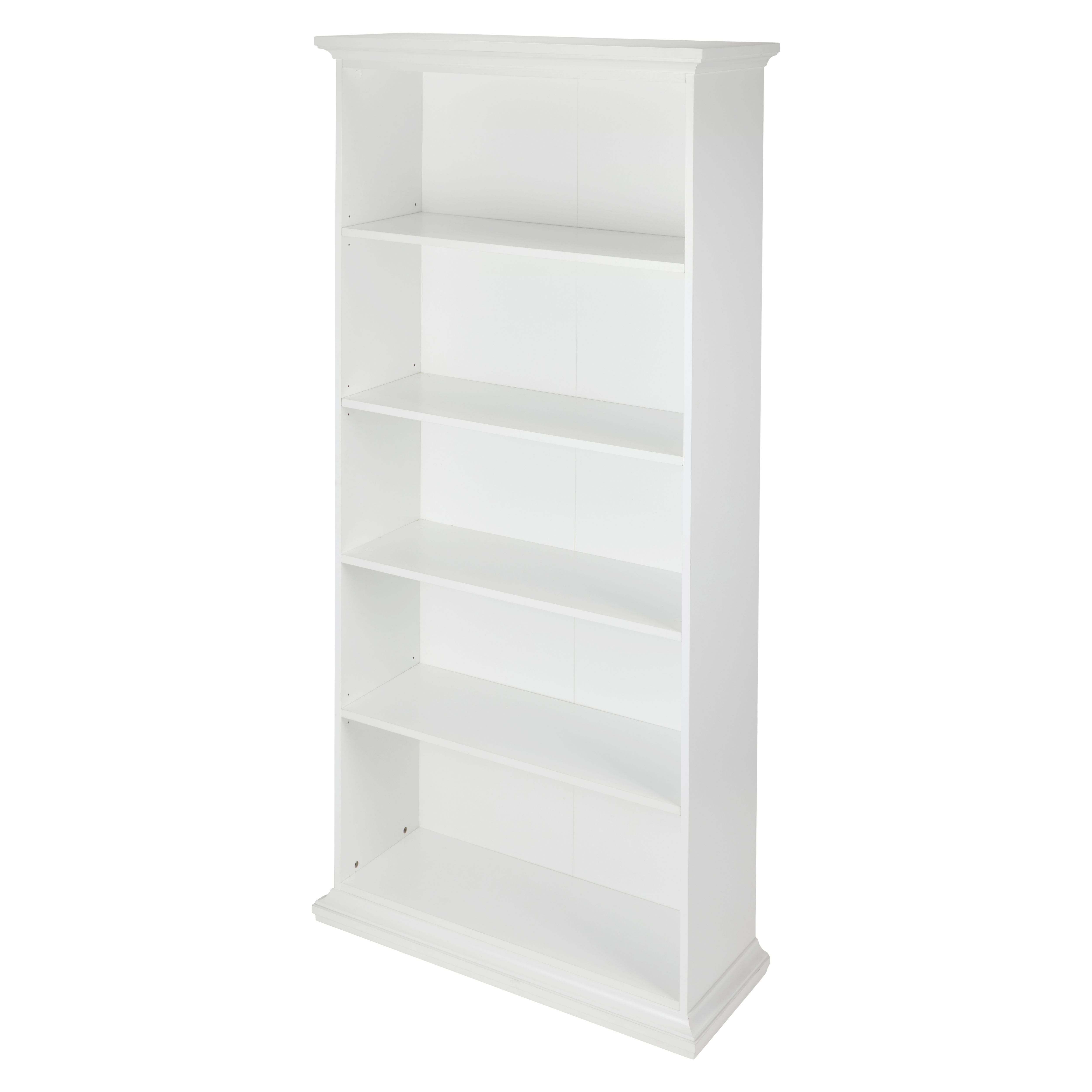 Paris Tall White Freestanding 5 shelf Rectangular Bookcase, (H)2000mm (W)962mm