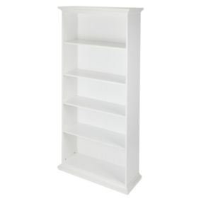 Paris Tall White Freestanding 5 shelf Rectangular Bookcase