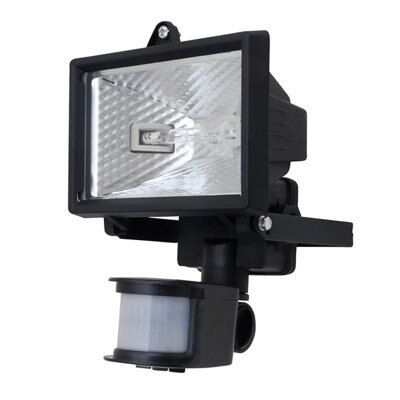 Parkhurst 0102B-B Black Mains-powered Outdoor Halogen Motion Floodlight ...