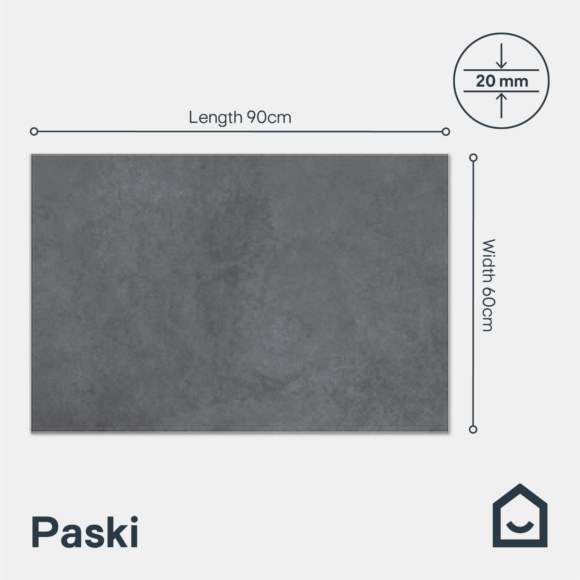 Paski Anthracite Matt Concrete effect Textured Porcelain Outdoor Floor Tile, Pack of 1, (L)900mm (W)600mm