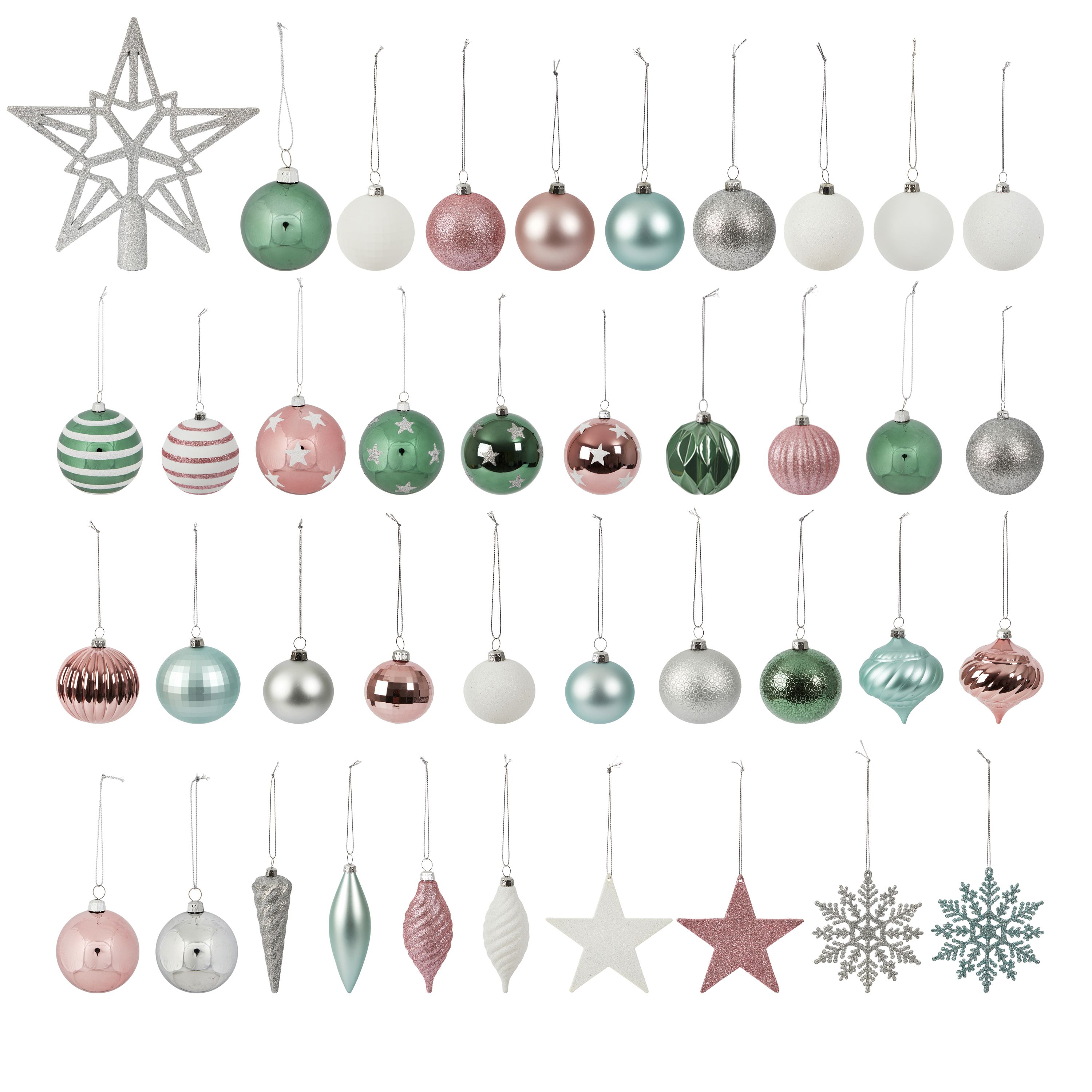 Pastel Glitter effect Plastic Bauble, Set of 120