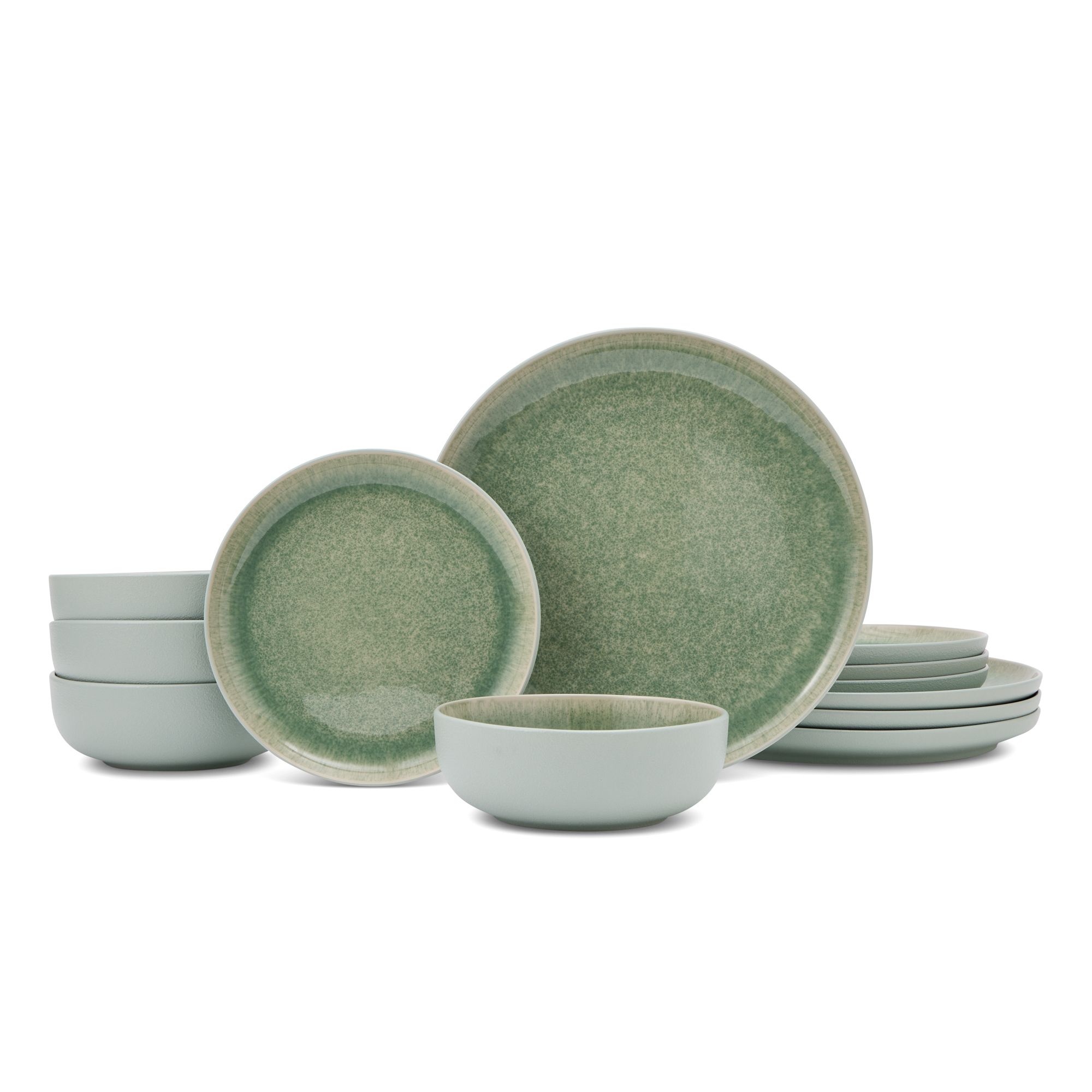 Patterned Green Stonewear 12 piece Dinnerware set