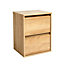 Pattinson Matt riviera oak effect 2 Drawer Bedside chest (H)523mm (W)402mm (D)340mm