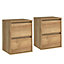 Pattinson Oak effect 2 Drawer Bedside chest (H)523mm (W)402mm (D)340mm